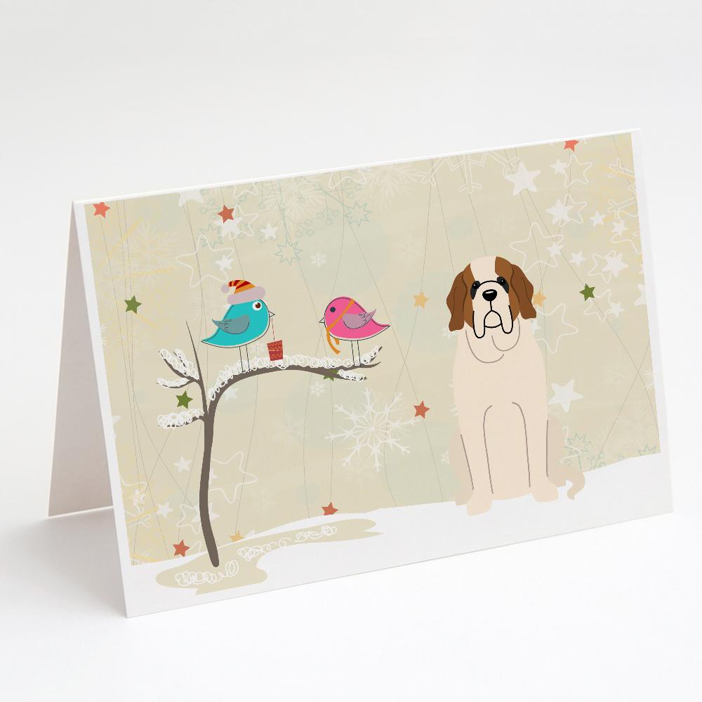Buy this Christmas Presents between Friends Saint Bernard Greeting Cards and Envelopes Pack of 8