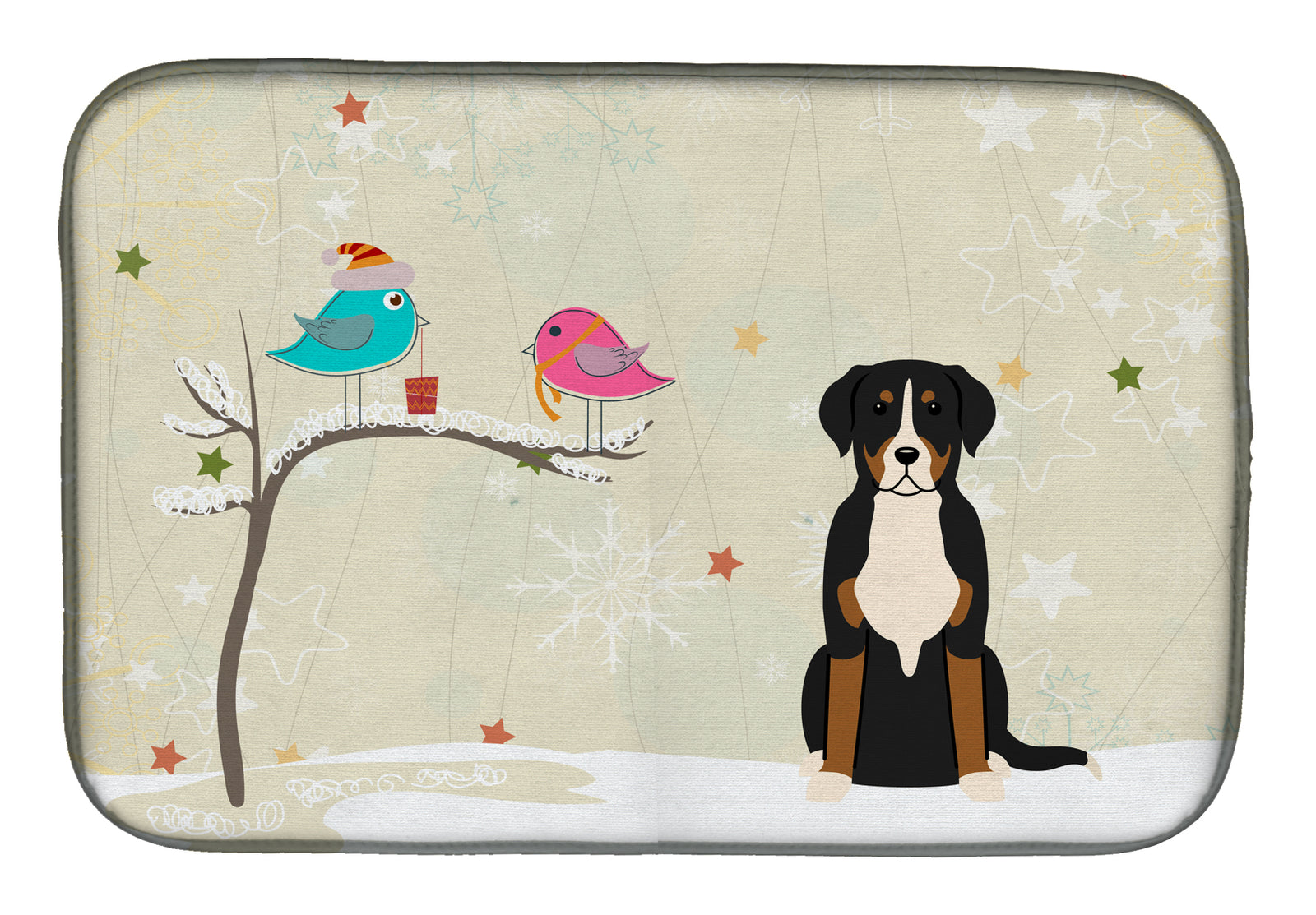 Christmas Presents between Friends Greater Swiss Mountain Dog Dish Drying Mat BB2509DDM  the-store.com.