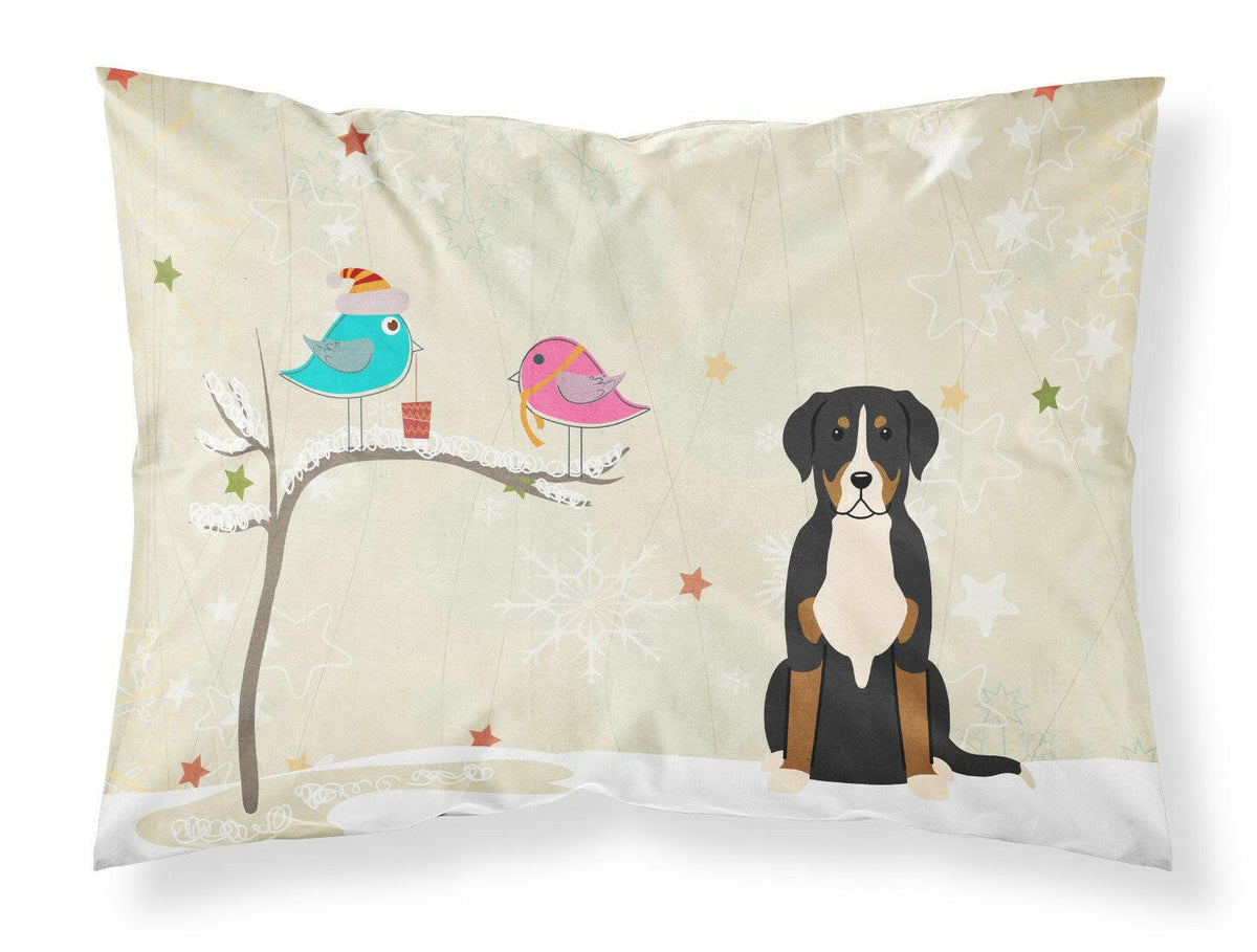 Christmas Presents between Friends Greater Swiss Mountain Dog Fabric Standard Pillowcase BB2509PILLOWCASE by Caroline&#39;s Treasures