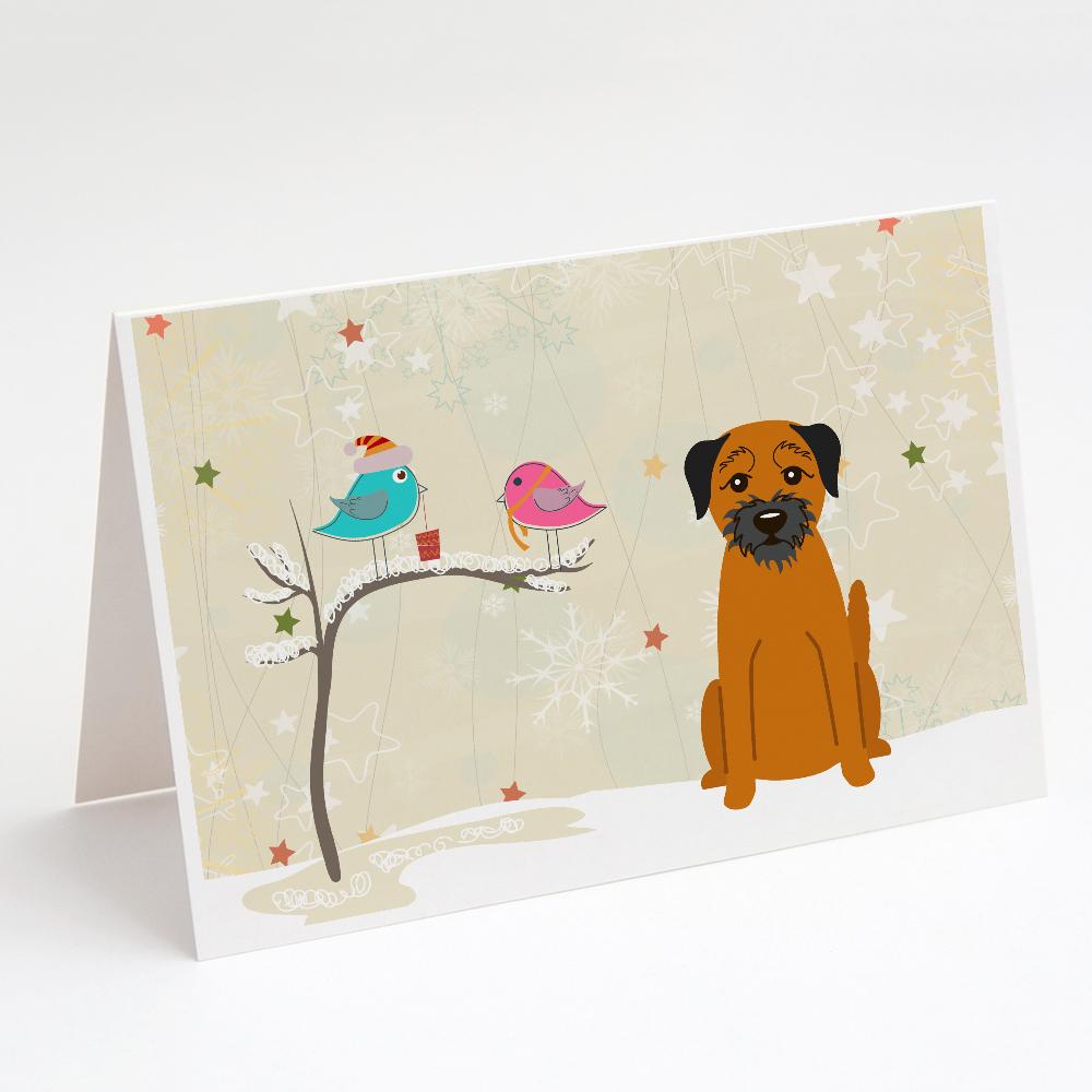 Buy this Christmas Presents between Friends Border Terrier Greeting Cards and Envelopes Pack of 8