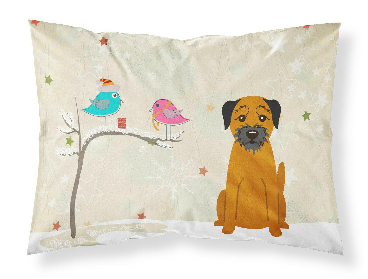 Christmas Presents between Friends Border Terrier Fabric Standard Pillowcase BB2511PILLOWCASE by Caroline's Treasures