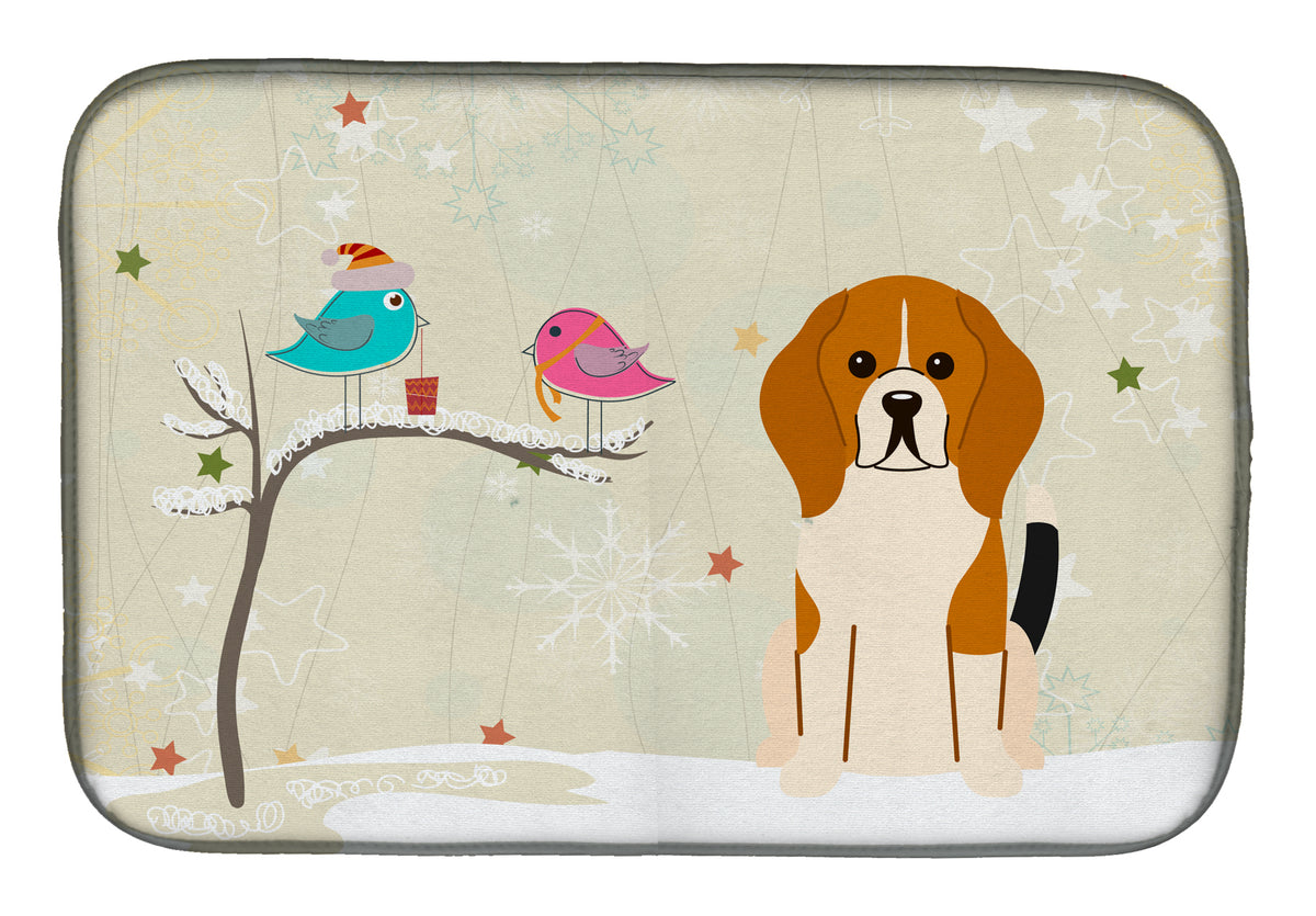 Christmas Presents between Friends Beagle Tricolor Dish Drying Mat BB2512DDM