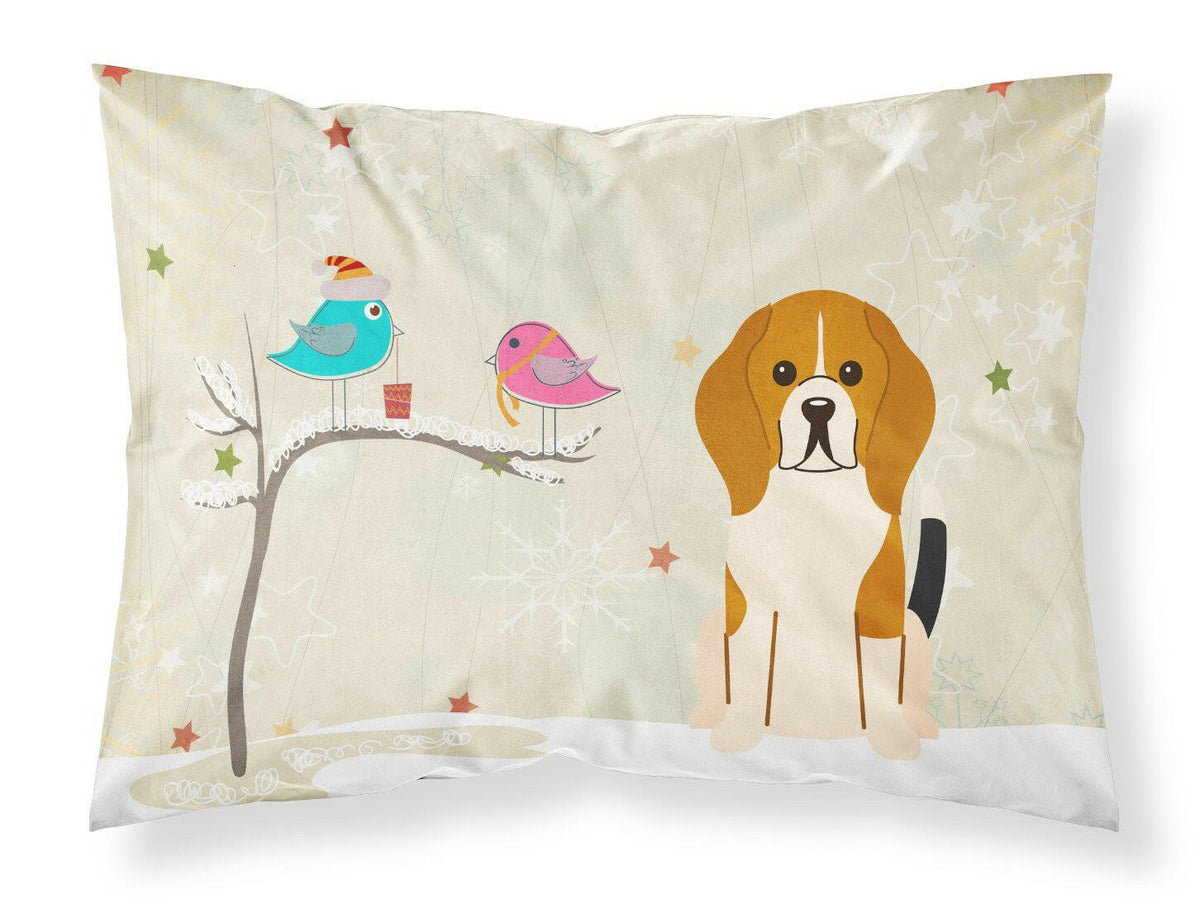 Christmas Presents between Friends Beagle Tricolor Fabric Standard Pillowcase BB2512PILLOWCASE by Caroline&#39;s Treasures