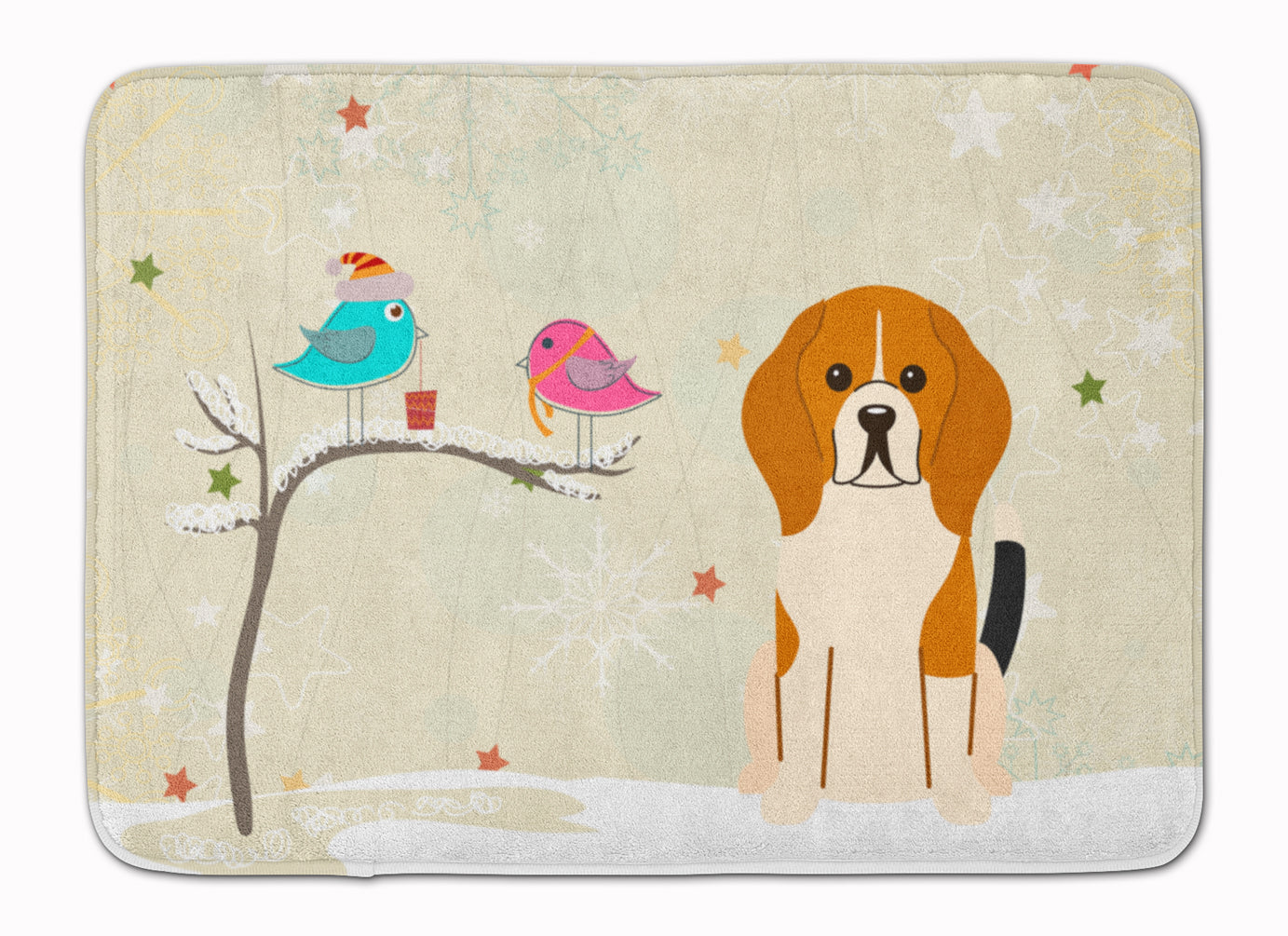 Christmas Presents between Friends Beagle Tricolor Machine Washable Memory Foam Mat BB2512RUG - the-store.com