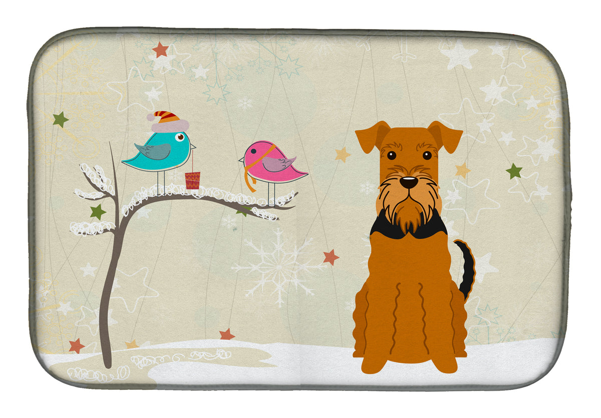 Christmas Presents between Friends Airedale Dish Drying Mat BB2513DDM