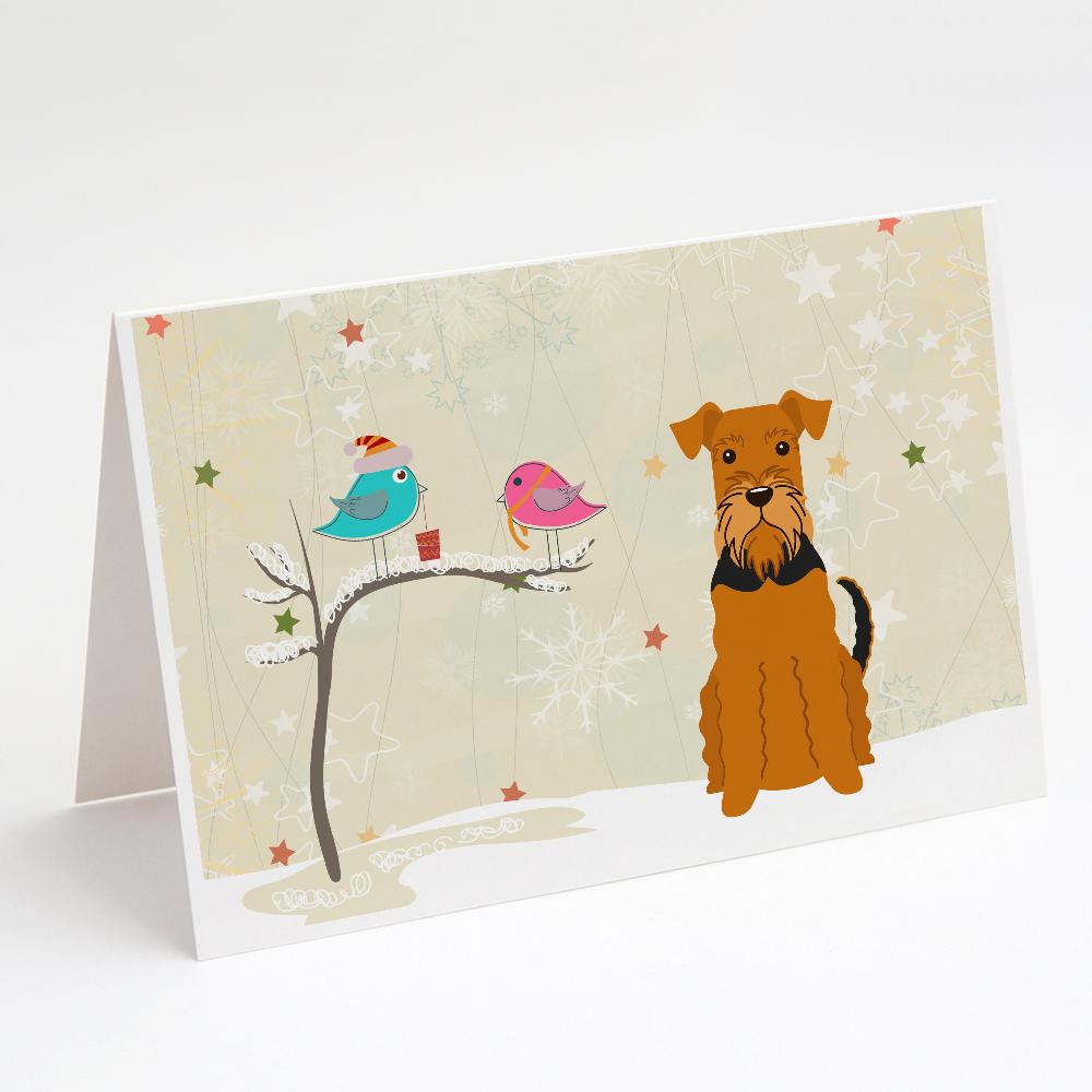 Buy this Christmas Presents between Friends Airedale Terrier Greeting Cards and Envelopes Pack of 8