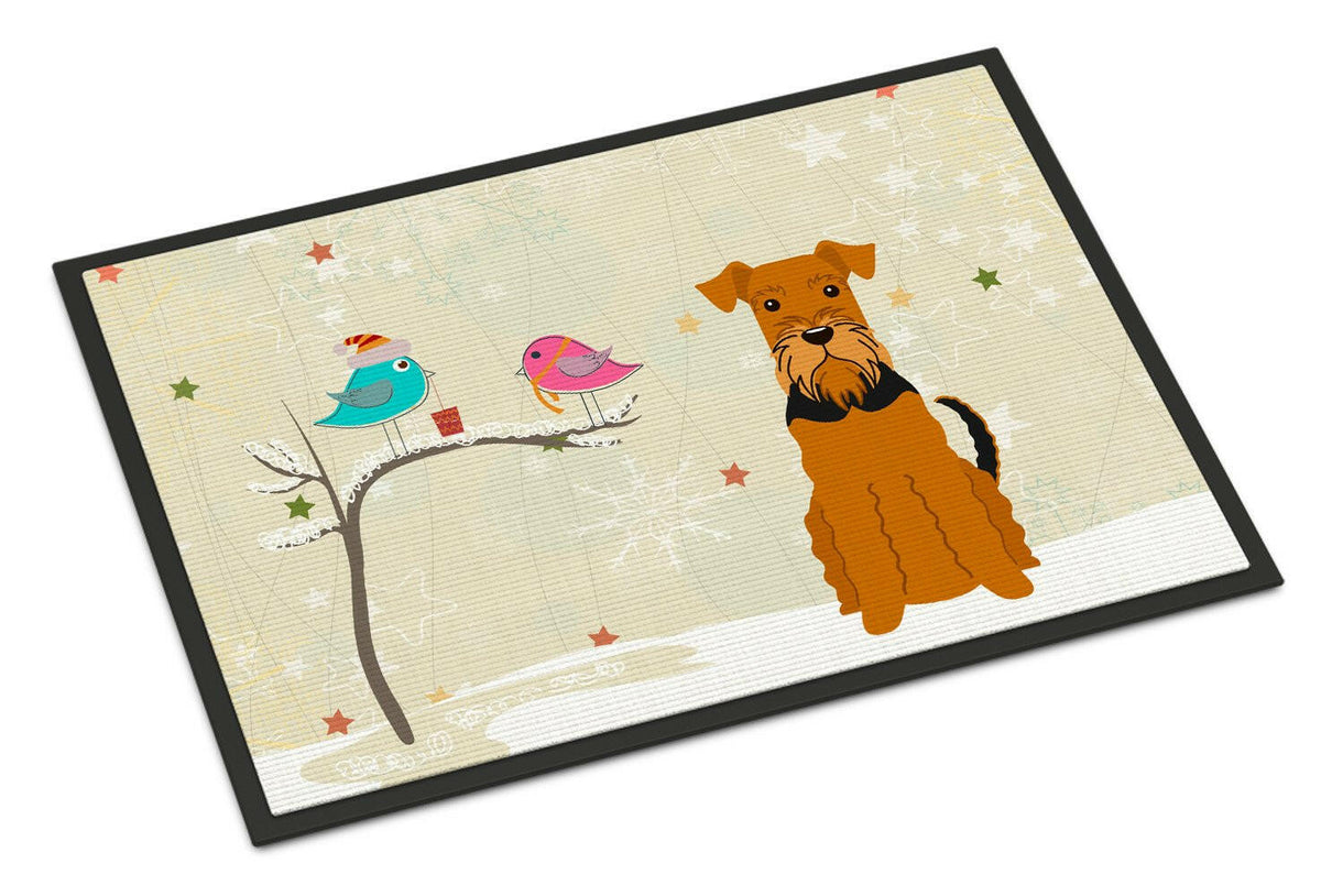 Christmas Presents between Friends Airedale Indoor or Outdoor Mat 18x27 BB2513MAT - the-store.com