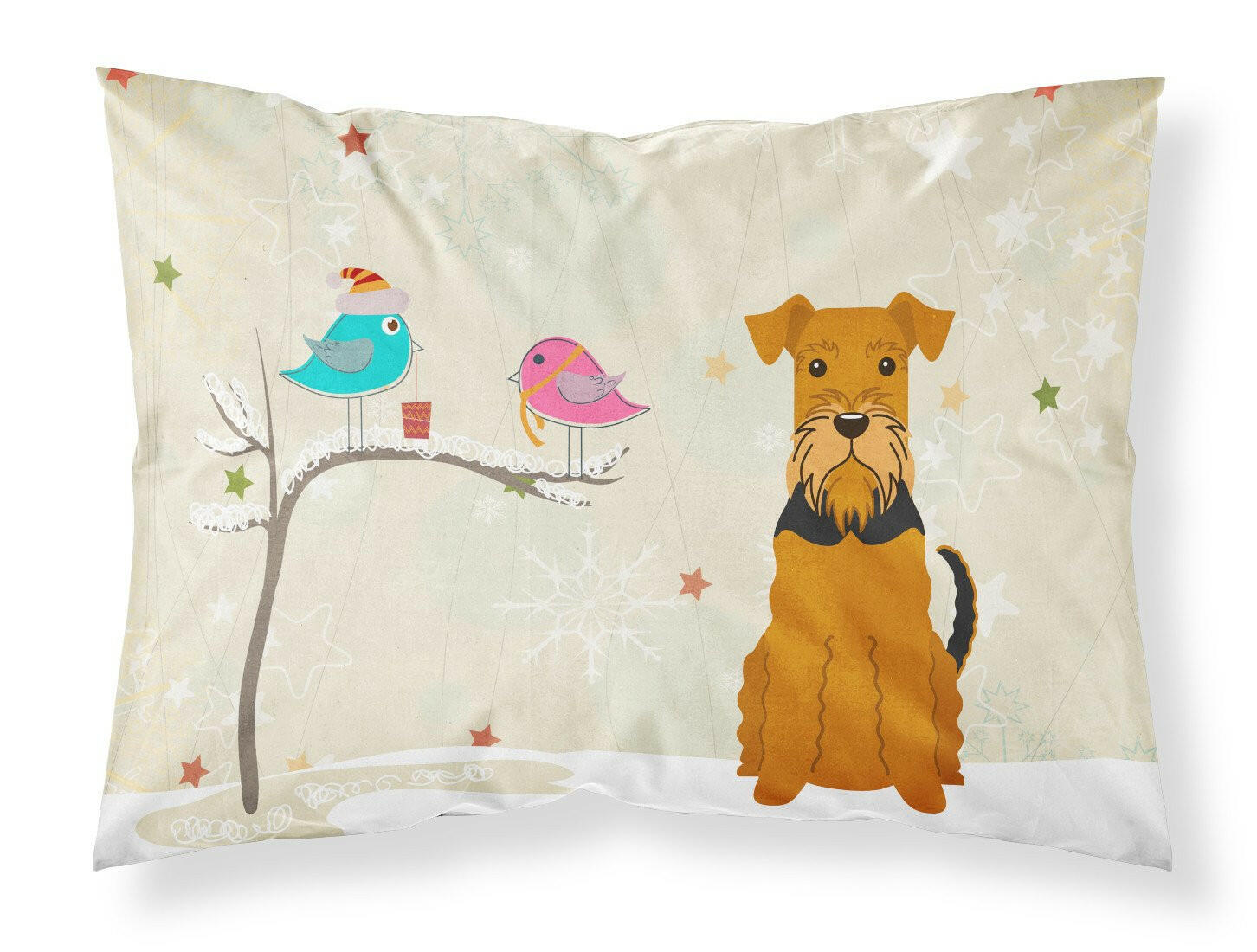 Christmas Presents between Friends Airedale Fabric Standard Pillowcase BB2513PILLOWCASE by Caroline's Treasures