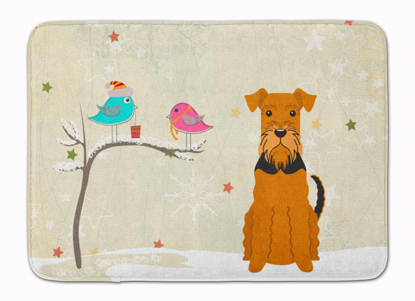 Christmas Presents between Friends Airedale Machine Washable Memory Foam Mat BB2513RUG - the-store.com