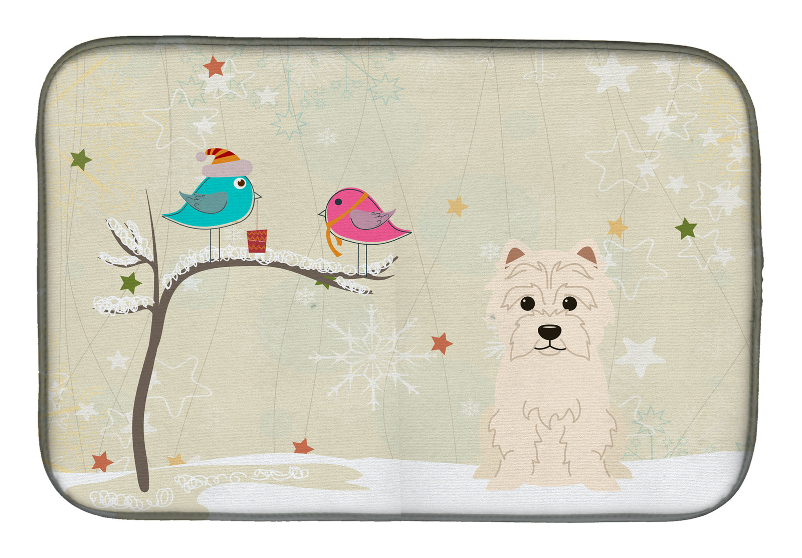 Christmas Presents between Friends Westie Dish Drying Mat BB2514DDM  the-store.com.