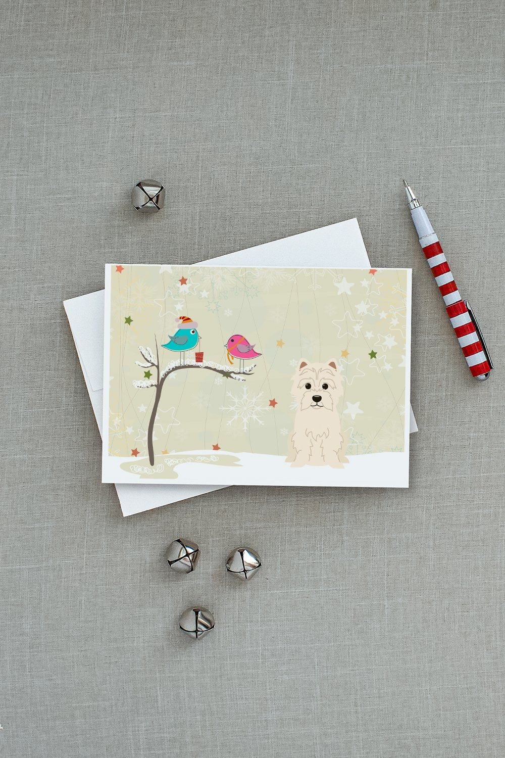 Christmas Presents between Friends West Highland White Terrier Greeting Cards and Envelopes Pack of 8 - the-store.com