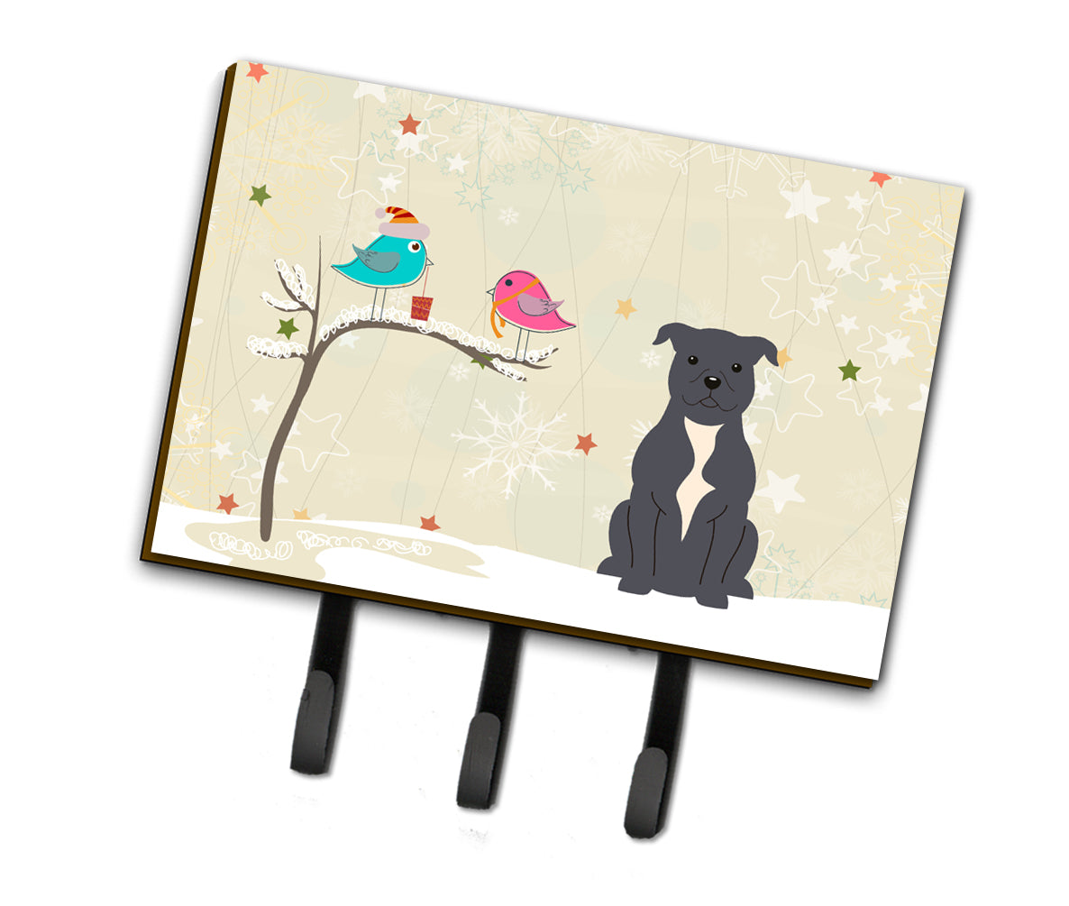 Christmas Presents between Friends Staffordshire Bull Terrier Blue Leash or Key Holder BB2518TH68  the-store.com.