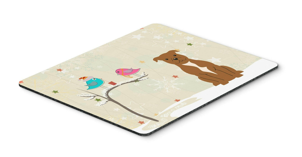 Christmas Presents between Friends Staffordshire Bull Terrier Brown Mouse Pad, Hot Pad or Trivet BB2519MP by Caroline&#39;s Treasures