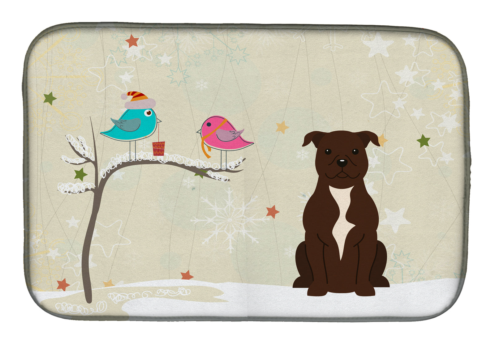 Christmas Presents between Friends Staffordshire Bull Terrier Chocolate Dish Drying Mat BB2520DDM  the-store.com.