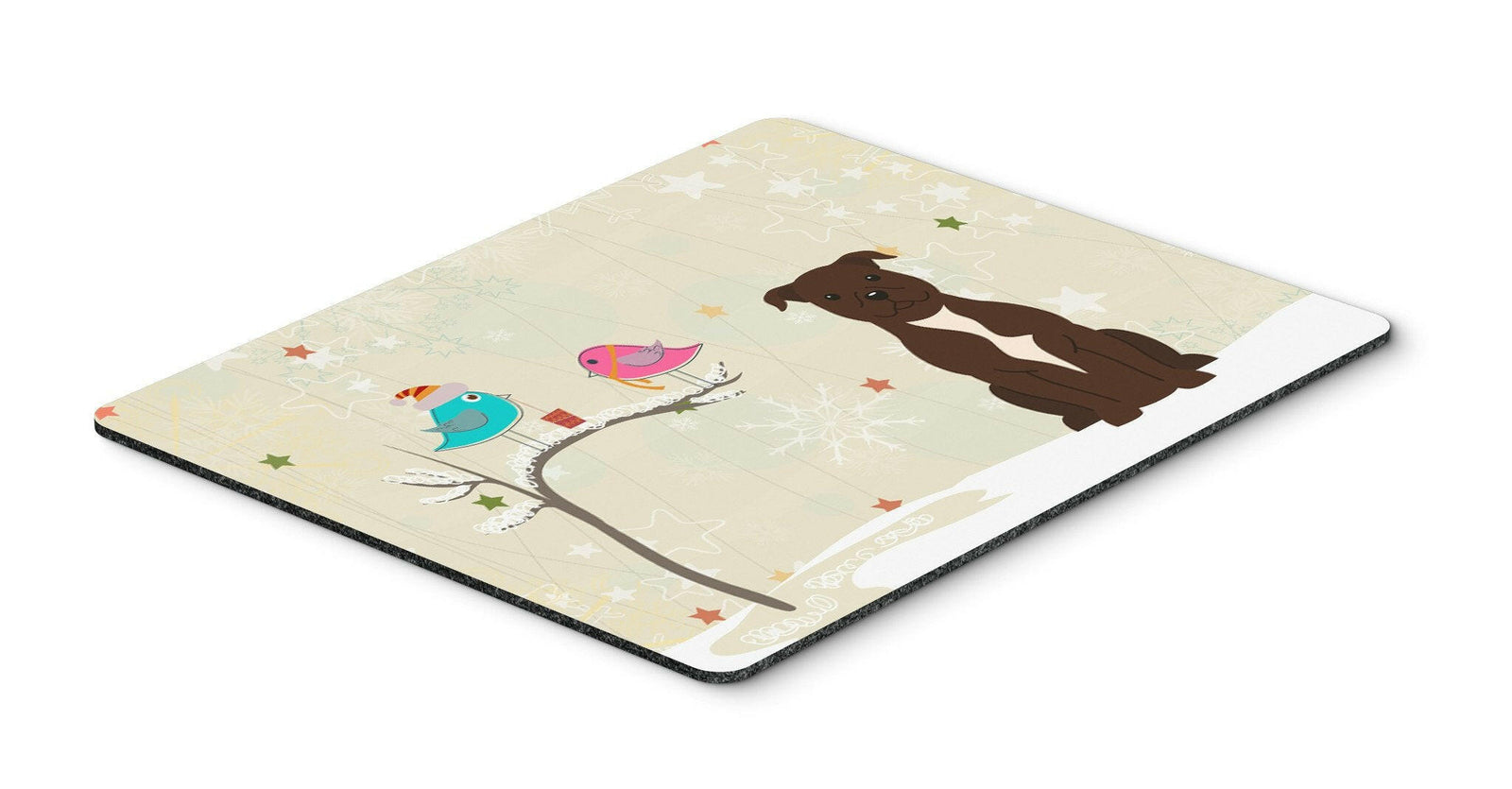 Christmas Presents between Friends Staffordshire Bull Terrier Chocolate Mouse Pad, Hot Pad or Trivet BB2520MP by Caroline's Treasures