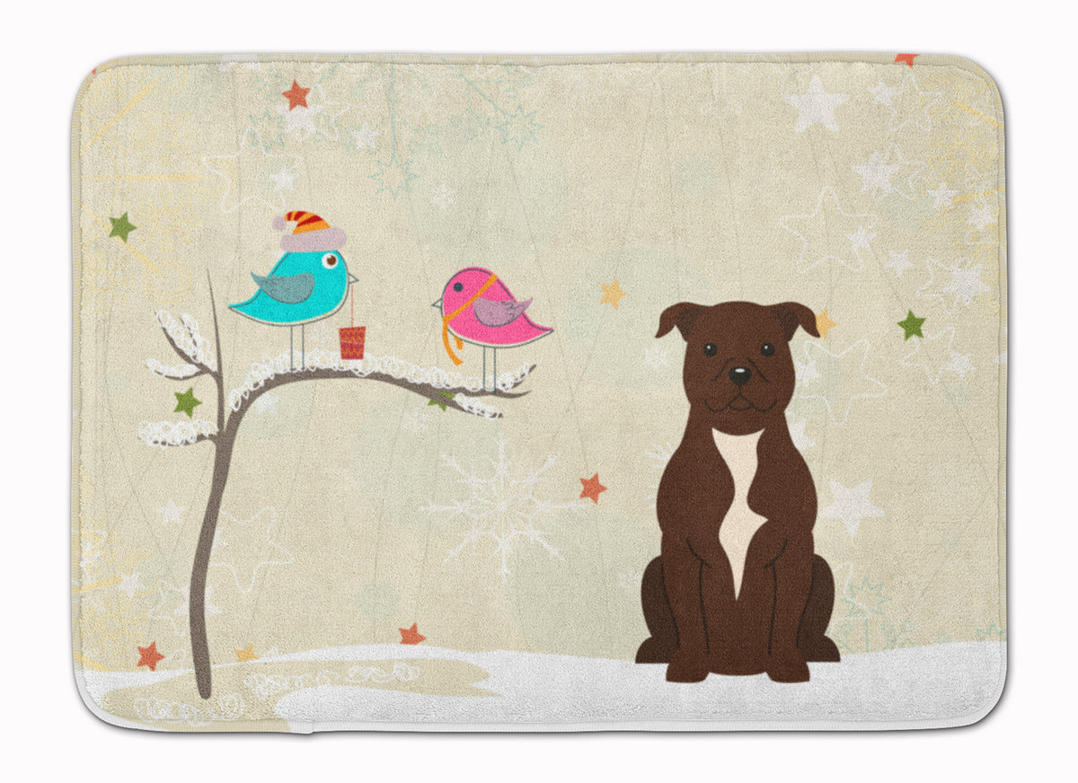 Christmas Presents between Friends Staffordshire Bull Terrier Chocolate Machine Washable Memory Foam Mat BB2520RUG - the-store.com