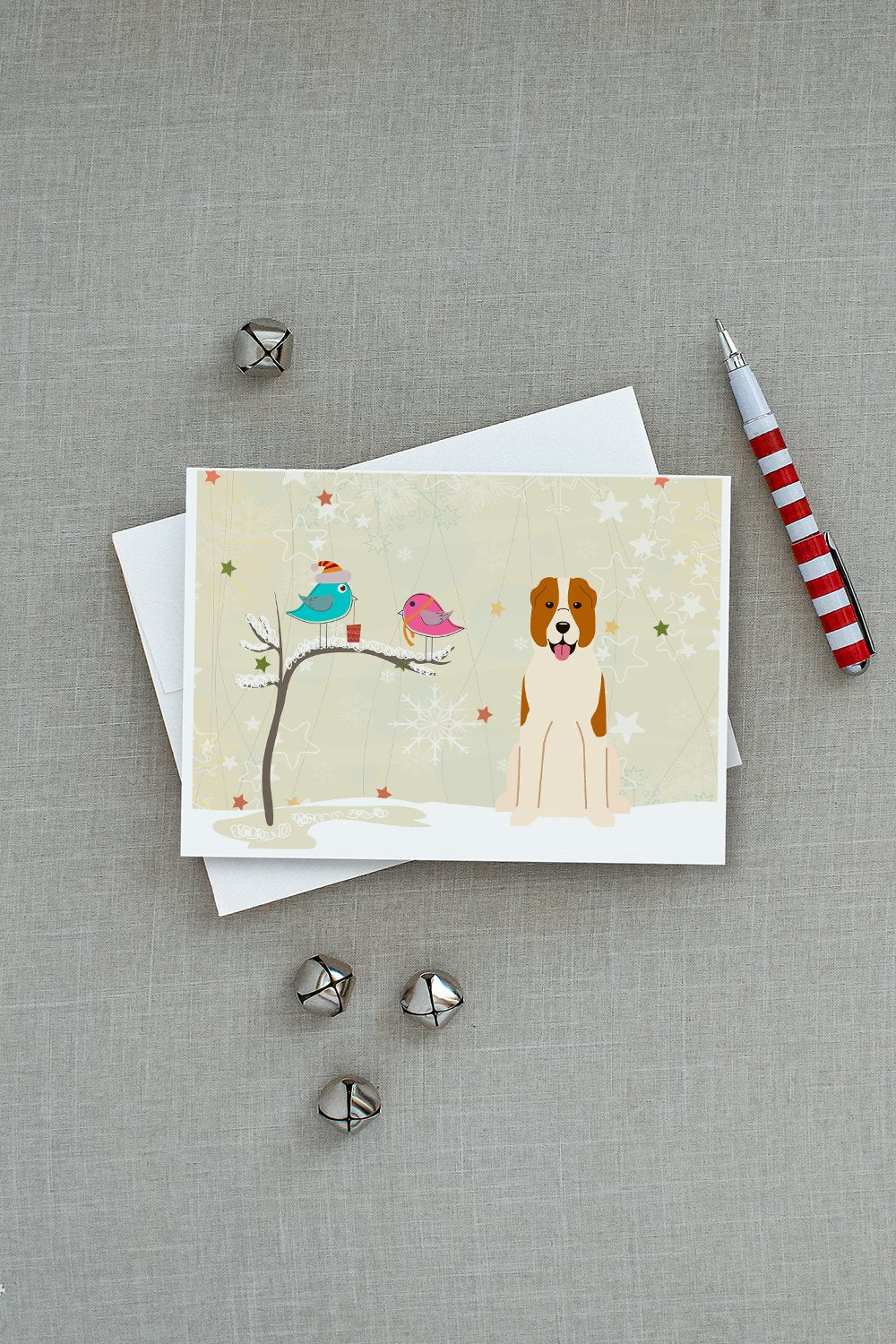 Christmas Presents between Friends Central Asian Shepherd Dog Greeting Cards and Envelopes Pack of 8 - the-store.com