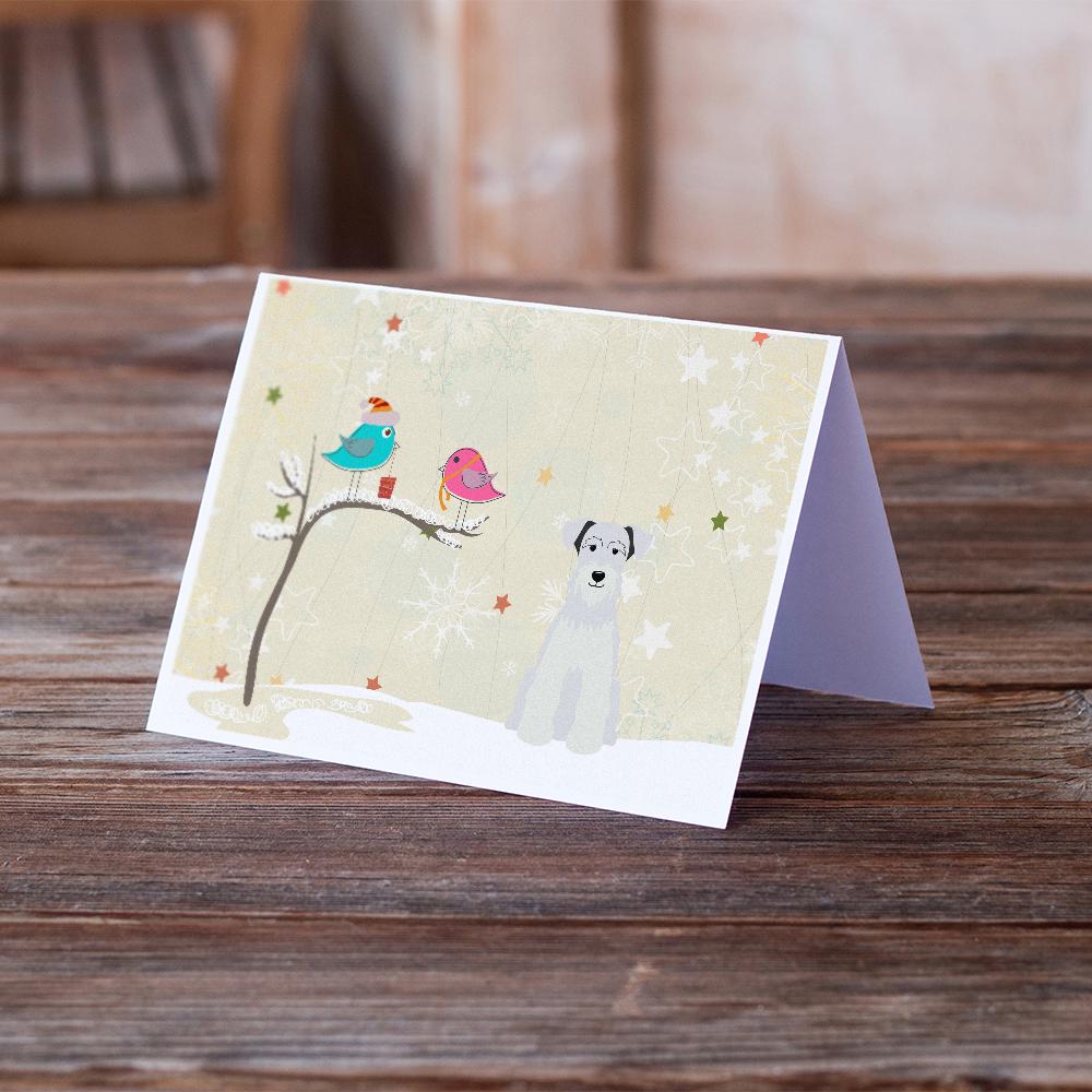 Christmas Presents between Friends Schnauzer - White Greeting Cards and Envelopes Pack of 8 - the-store.com