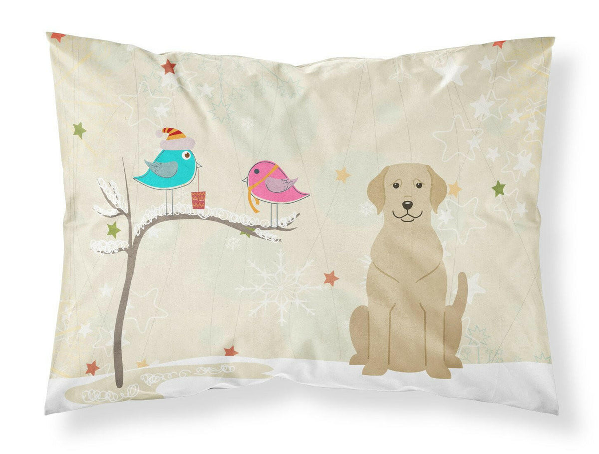 Christmas Presents between Friends Yellow Labrador Fabric Standard Pillowcase BB2527PILLOWCASE by Caroline&#39;s Treasures