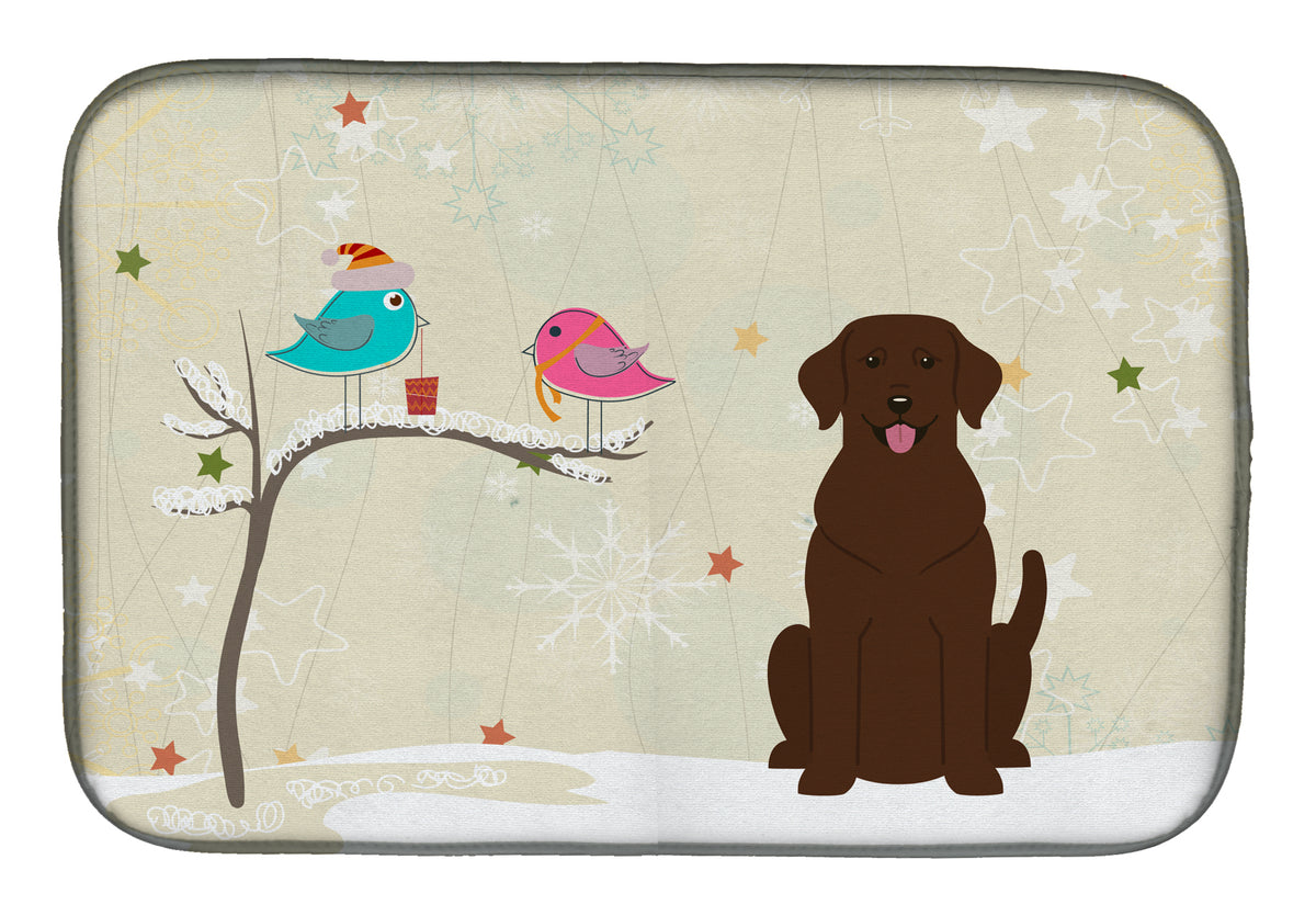 Christmas Presents between Friends Chocolate Labrador Dish Drying Mat BB2528DDM  the-store.com.