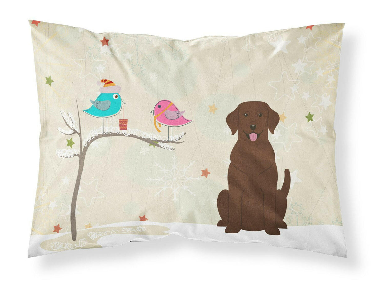 Christmas Presents between Friends Chocolate Labrador Fabric Standard Pillowcase BB2528PILLOWCASE by Caroline&#39;s Treasures