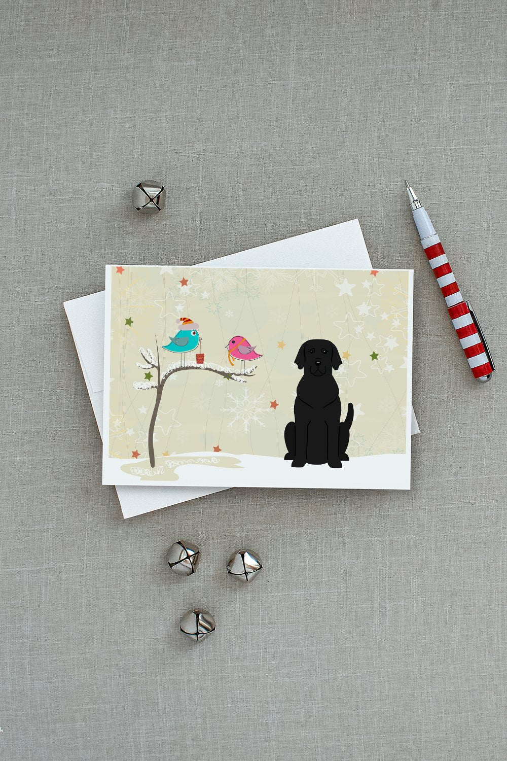 Christmas Presents between Friends Labrador Retriever - Black Greeting Cards and Envelopes Pack of 8 - the-store.com