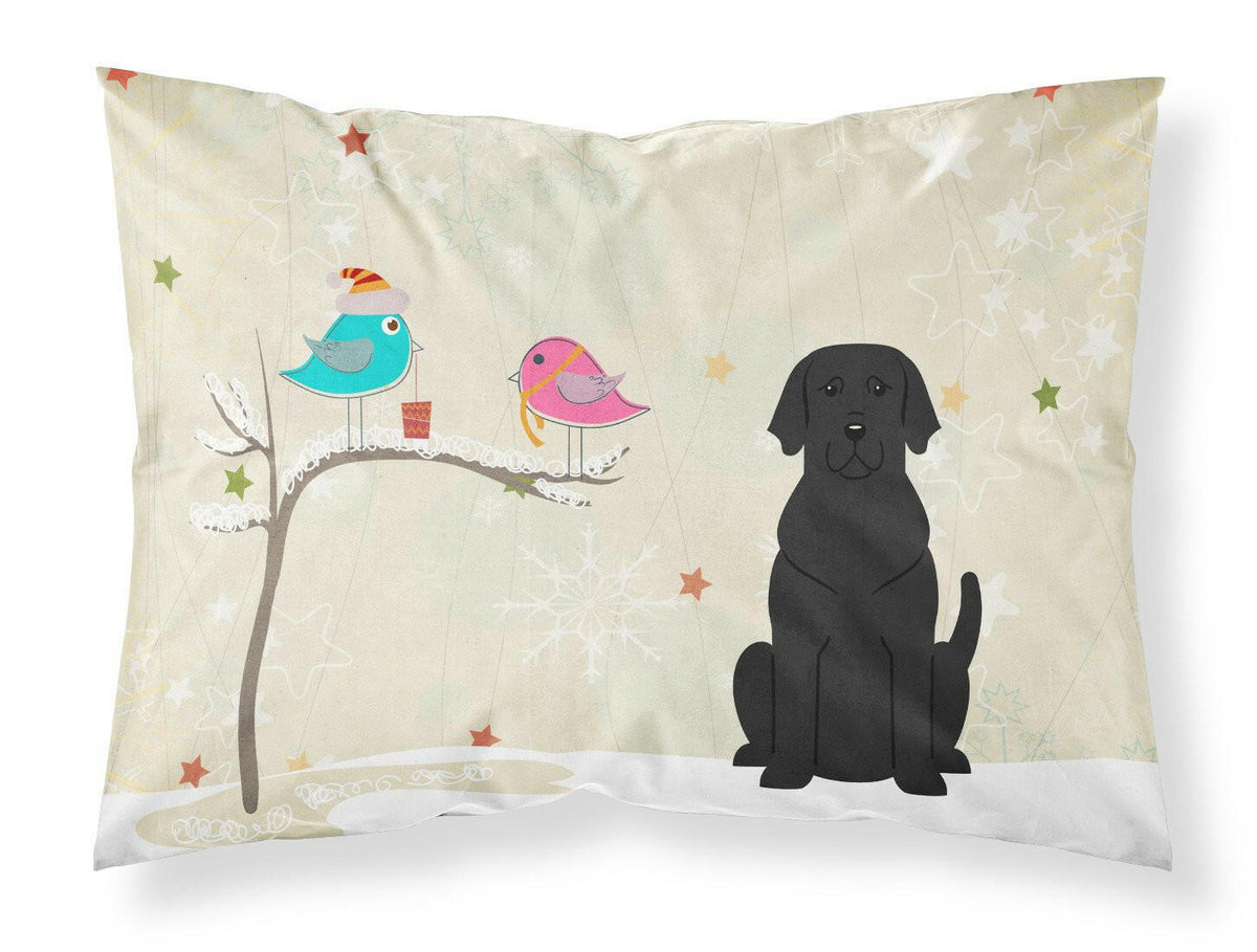 Christmas Presents between Friends Black Labrador Fabric Standard Pillowcase BB2529PILLOWCASE by Caroline&#39;s Treasures