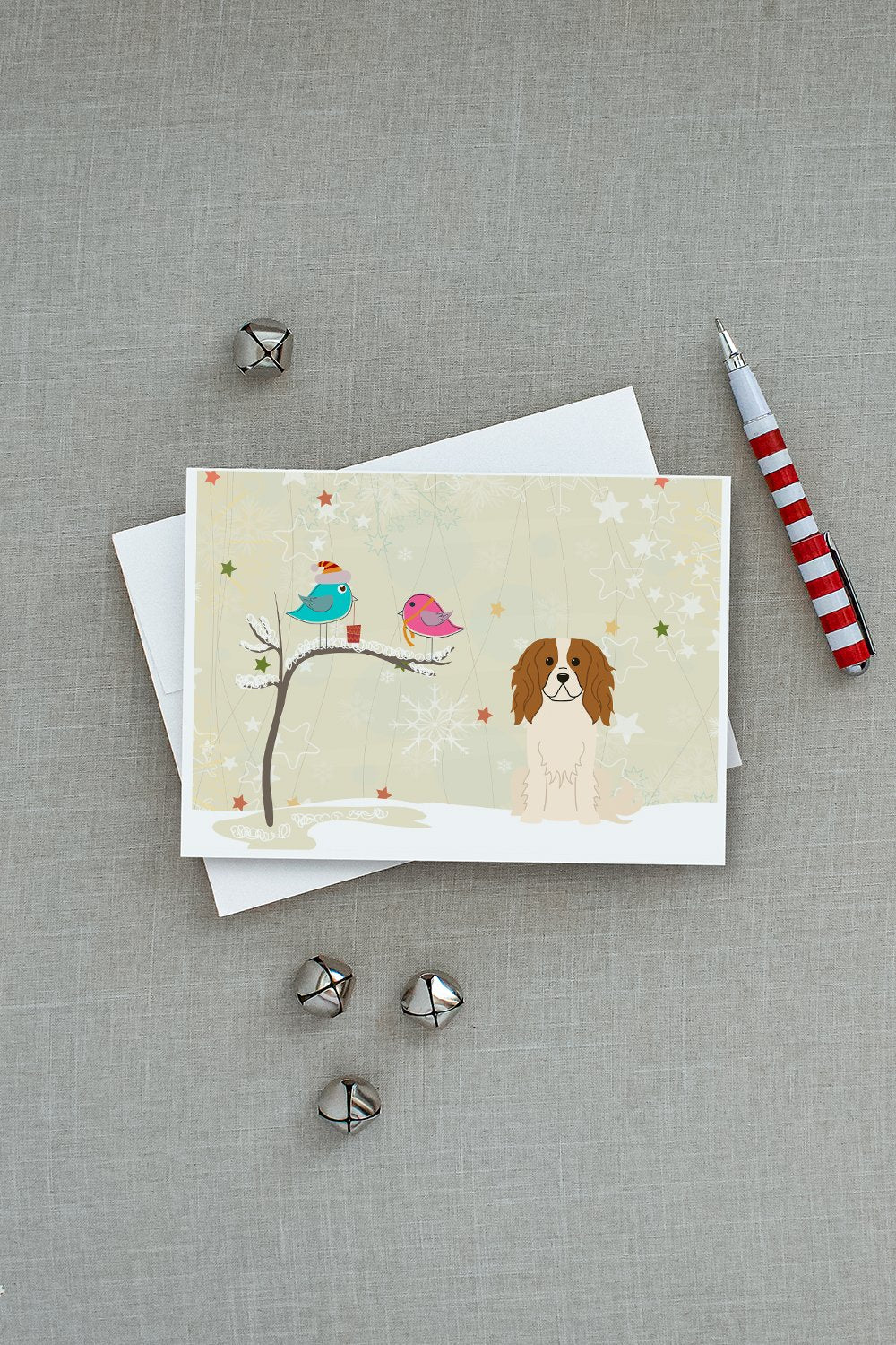 Christmas Presents between Friends Cavalier King Charles Spaniel Greeting Cards and Envelopes Pack of 8 - the-store.com