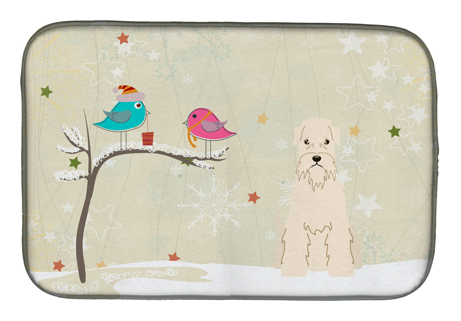 Christmas Presents between Friends Soft Coated Wheaten Terrier Dish Drying Mat BB2533DDM  the-store.com.