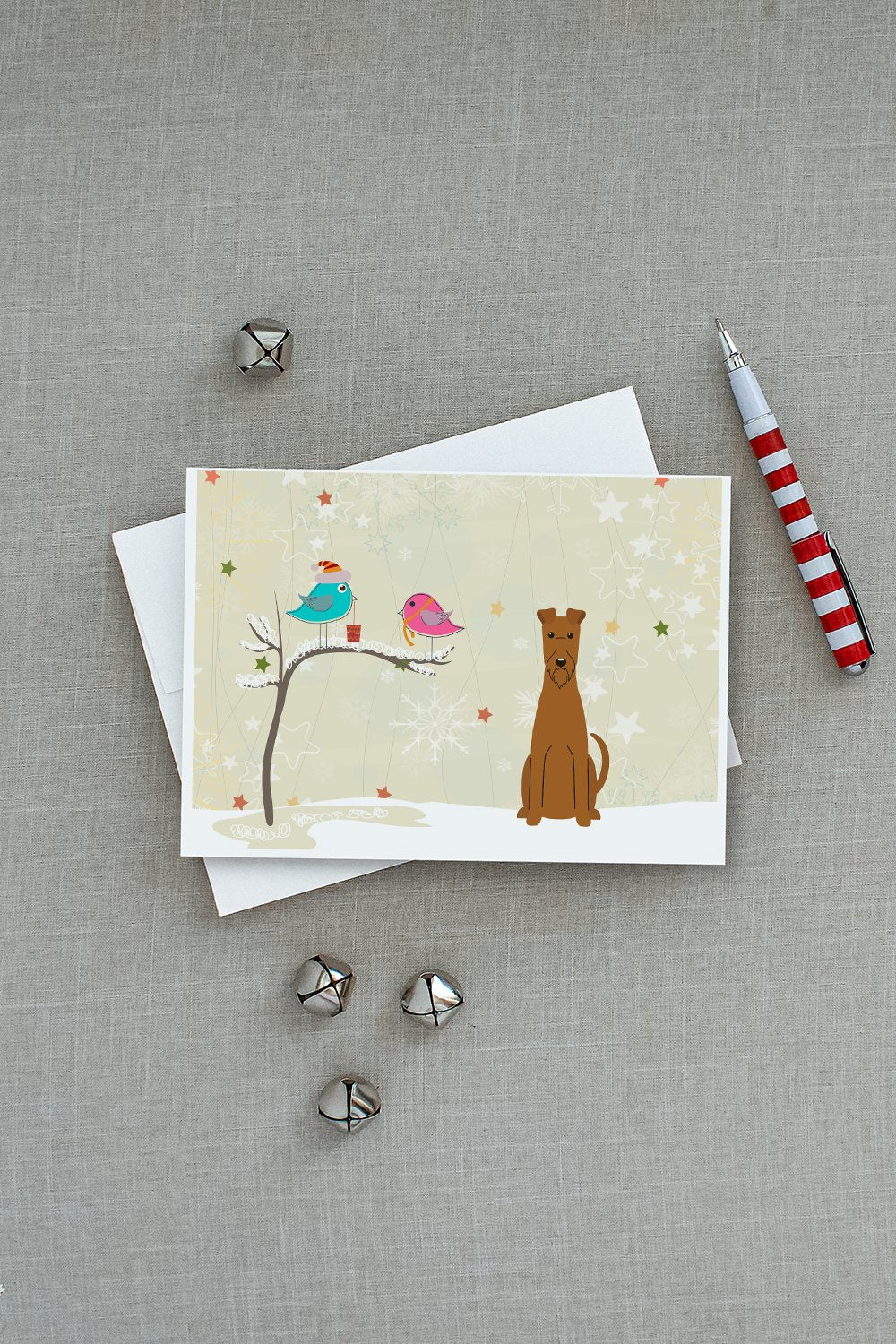 Christmas Presents between Friends Irish Terrier Greeting Cards and Envelopes Pack of 8 - the-store.com