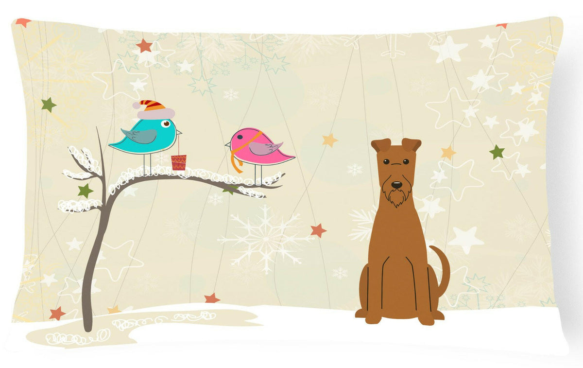 Christmas Presents between Friends Irish Terrier Canvas Fabric Decorative Pillow BB2534PW1216 by Caroline&#39;s Treasures
