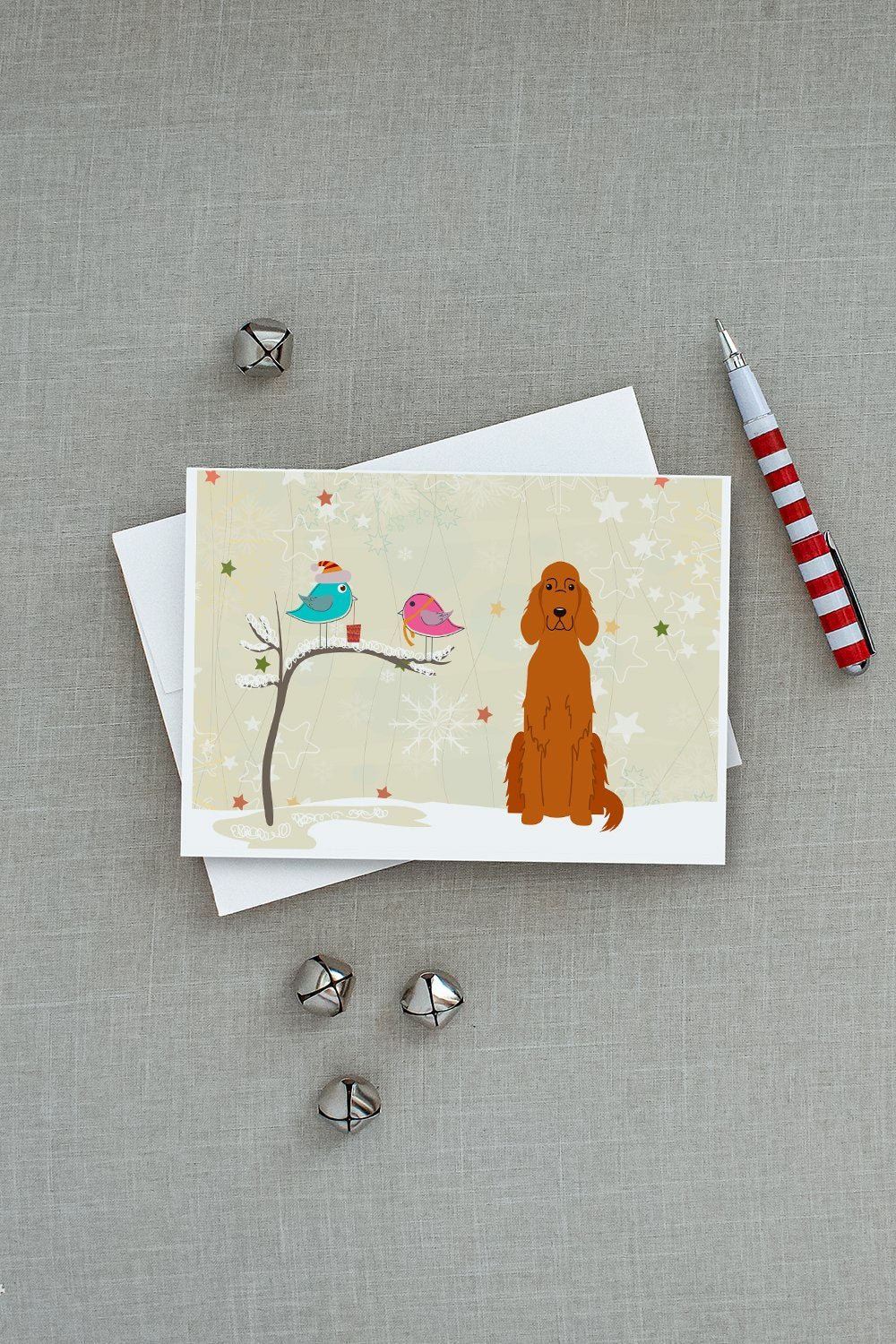 Christmas Presents between Friends Irish Setter Greeting Cards and Envelopes Pack of 8 - the-store.com