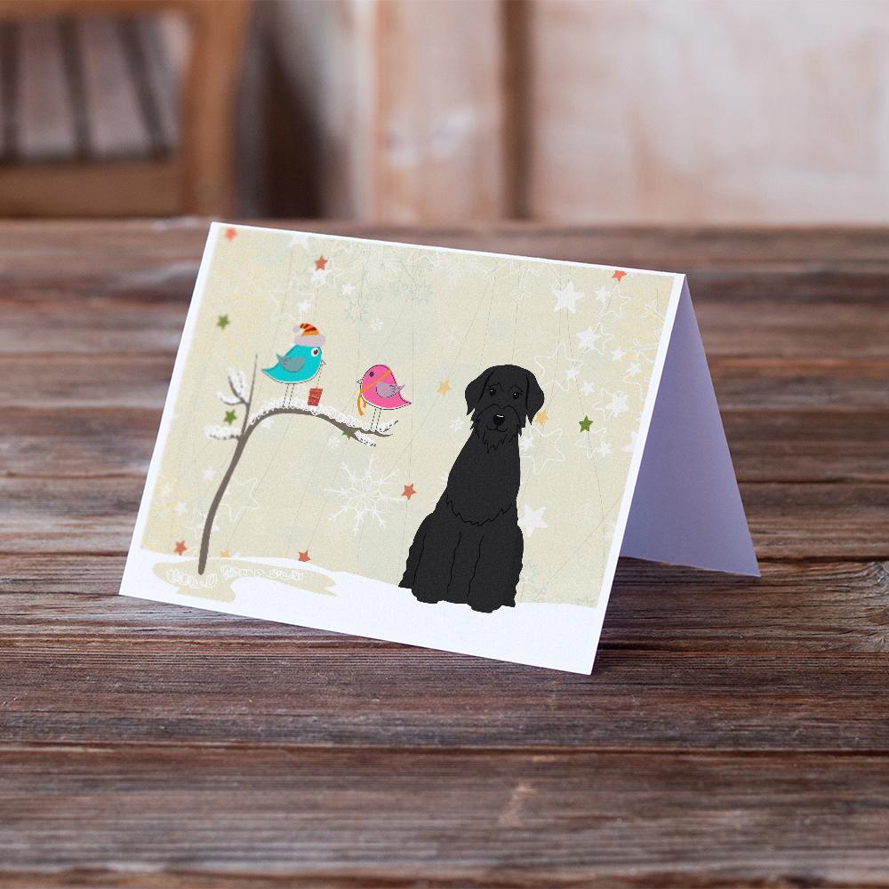 Christmas Presents between Friends Schnauzer - Giant Greeting Cards and Envelopes Pack of 8 - the-store.com