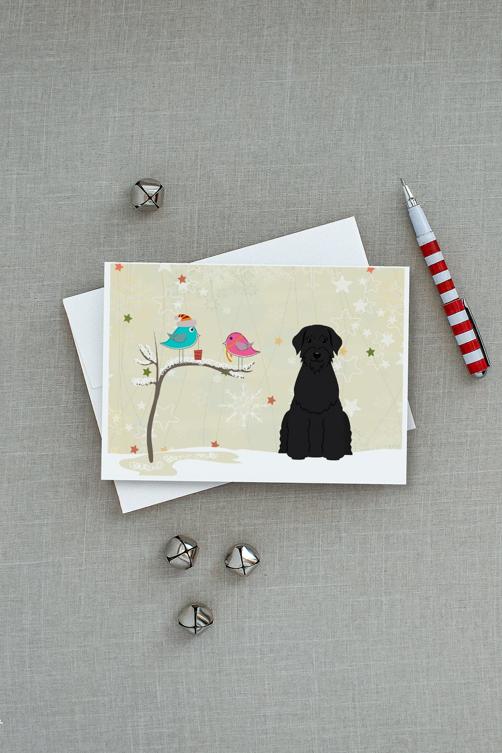 Christmas Presents between Friends Schnauzer - Giant Greeting Cards and Envelopes Pack of 8 - the-store.com