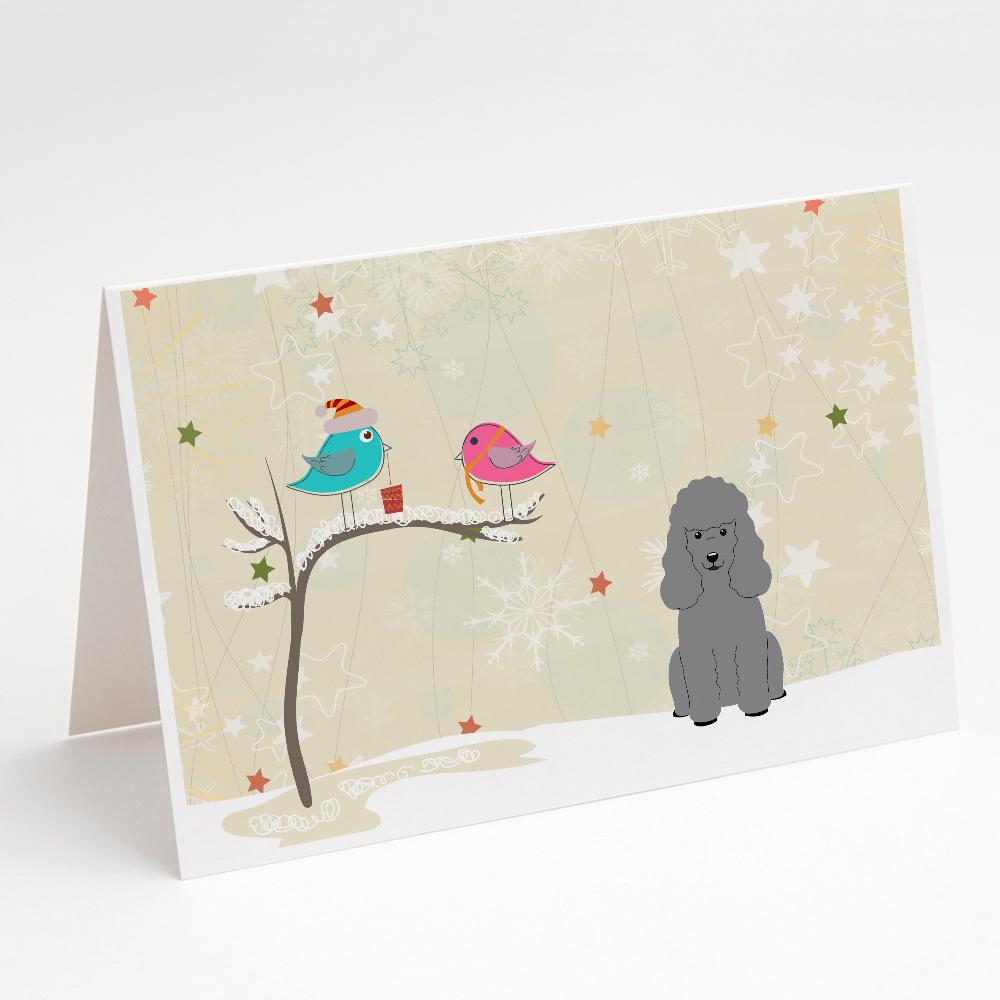 Buy this Christmas Presents between Friends Poodle - Silver Greeting Cards and Envelopes Pack of 8