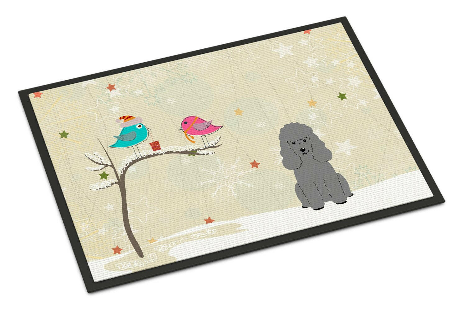 Christmas Presents between Friends Poodle Silver Indoor or Outdoor Mat 18x27 BB2540MAT - the-store.com