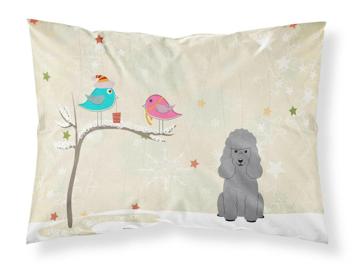 Christmas Presents between Friends Poodle Silver Fabric Standard Pillowcase BB2540PILLOWCASE by Caroline&#39;s Treasures