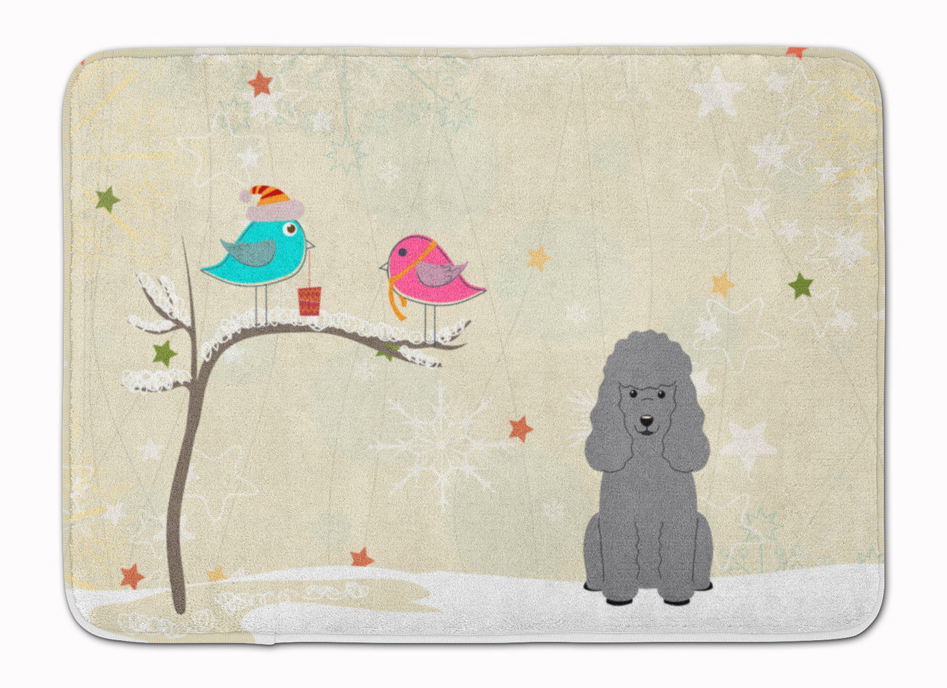 Christmas Presents between Friends Poodle Silver Machine Washable Memory Foam Mat BB2540RUG - the-store.com