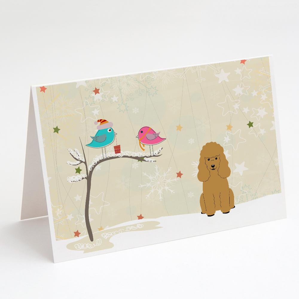 Buy this Christmas Presents between Friends Poodle - Tan Greeting Cards and Envelopes Pack of 8