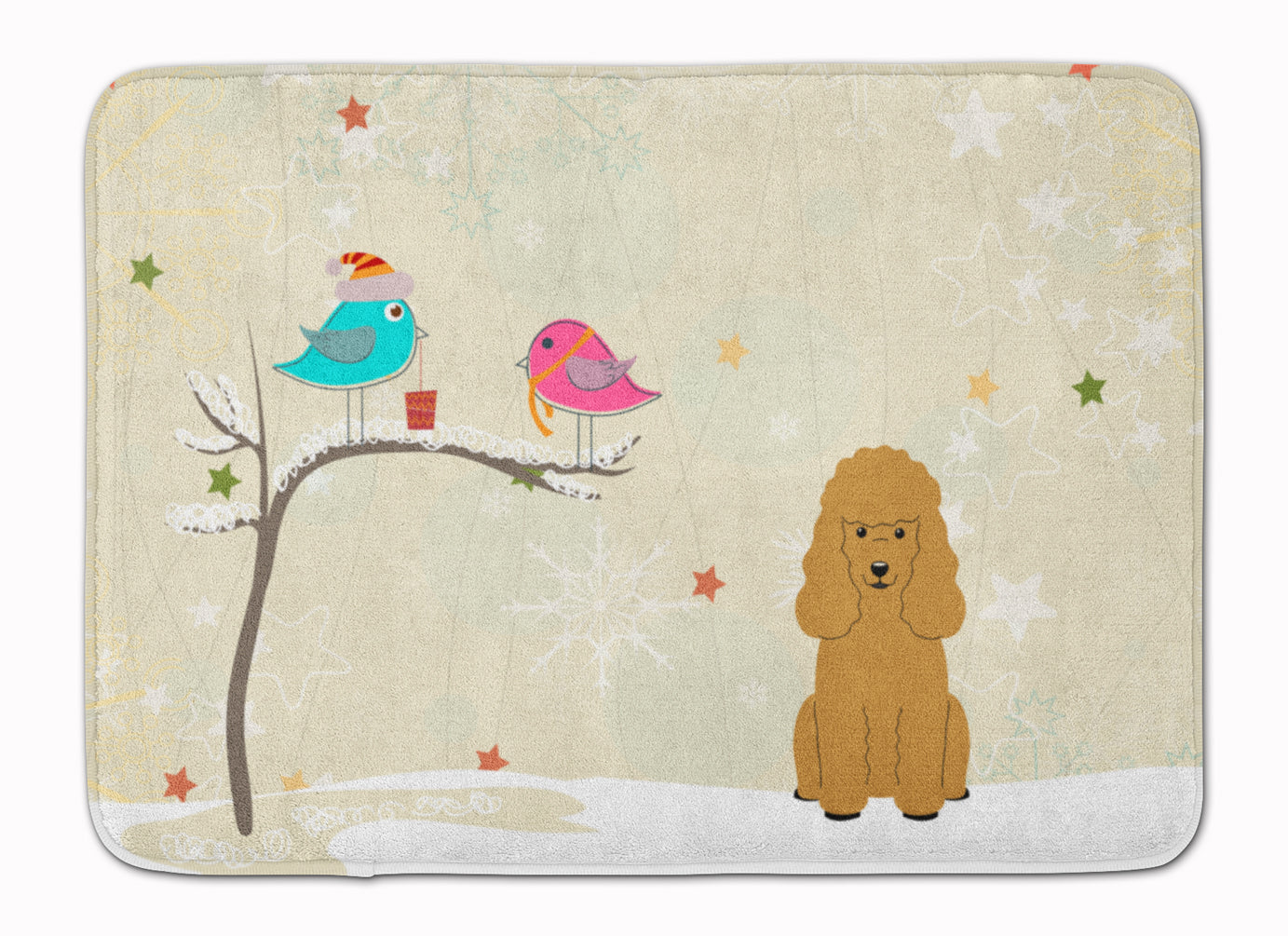 Christmas Presents between Friends Poodle Tan Machine Washable Memory Foam Mat BB2541RUG - the-store.com