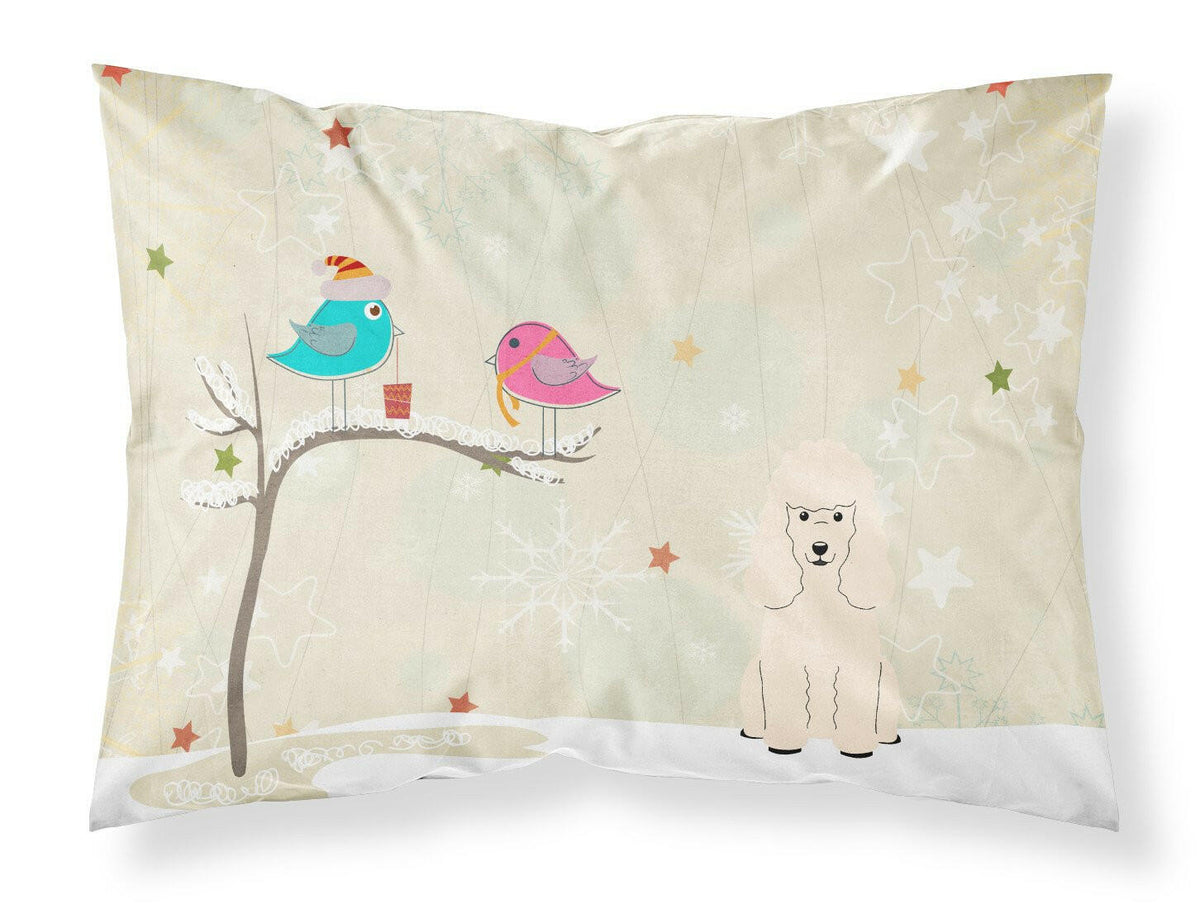 Christmas Presents between Friends Poodle White Fabric Standard Pillowcase BB2542PILLOWCASE by Caroline&#39;s Treasures