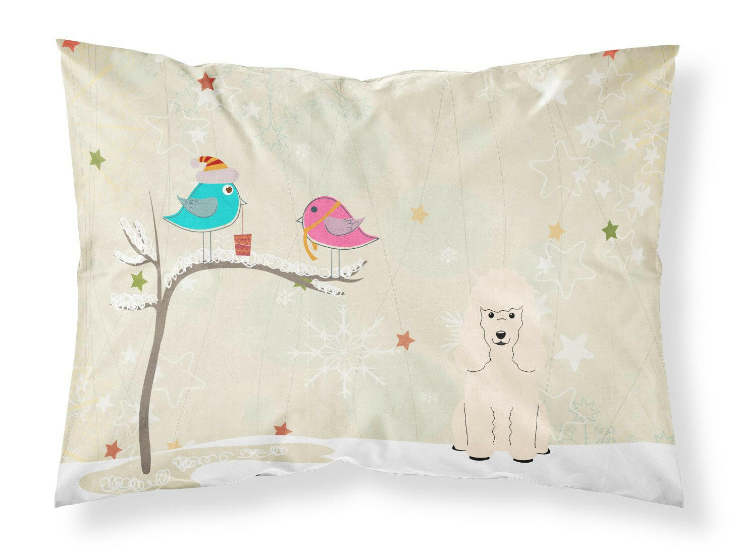 Christmas Presents between Friends Poodle White Fabric Standard Pillowcase BB2542PILLOWCASE by Caroline's Treasures