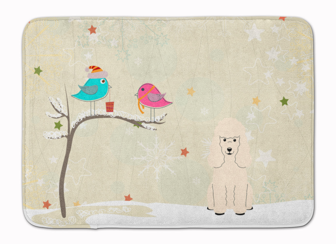 Christmas Presents between Friends Poodle White Machine Washable Memory Foam Mat BB2542RUG - the-store.com