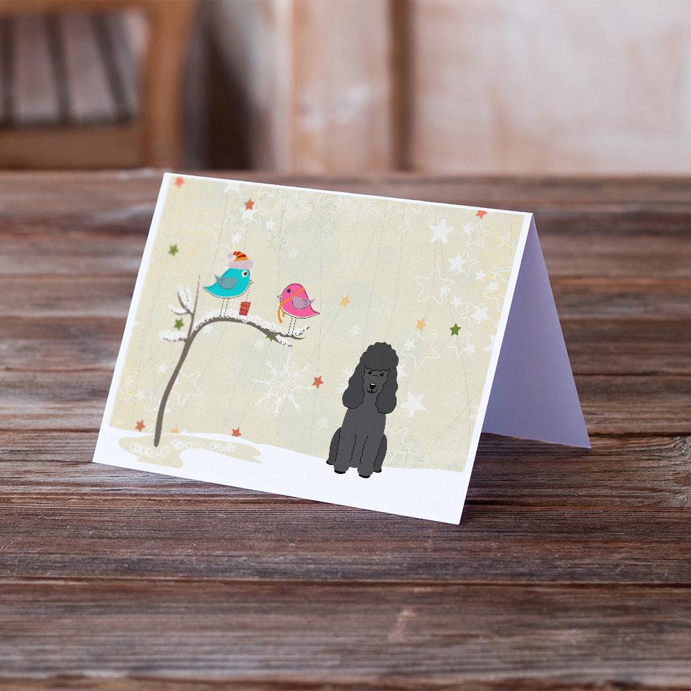Christmas Presents between Friends Poodle - Black Greeting Cards and Envelopes Pack of 8 - the-store.com