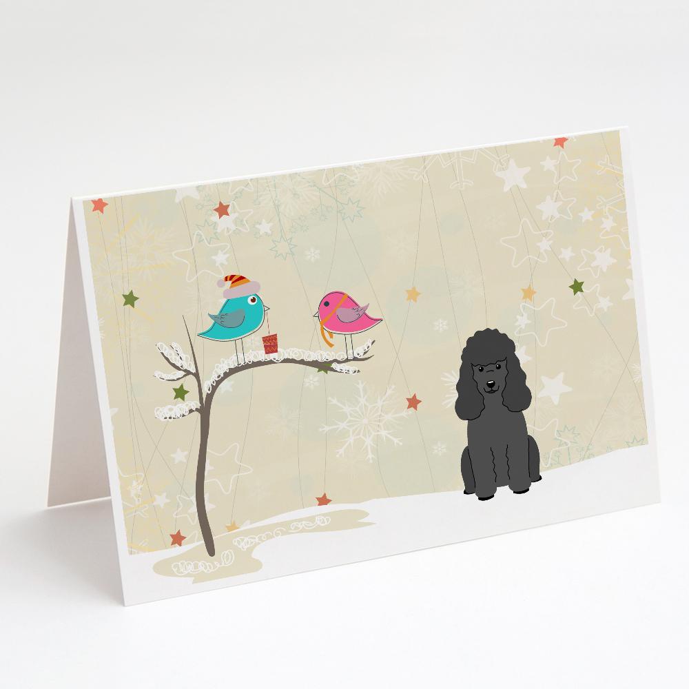 Buy this Christmas Presents between Friends Poodle - Black Greeting Cards and Envelopes Pack of 8