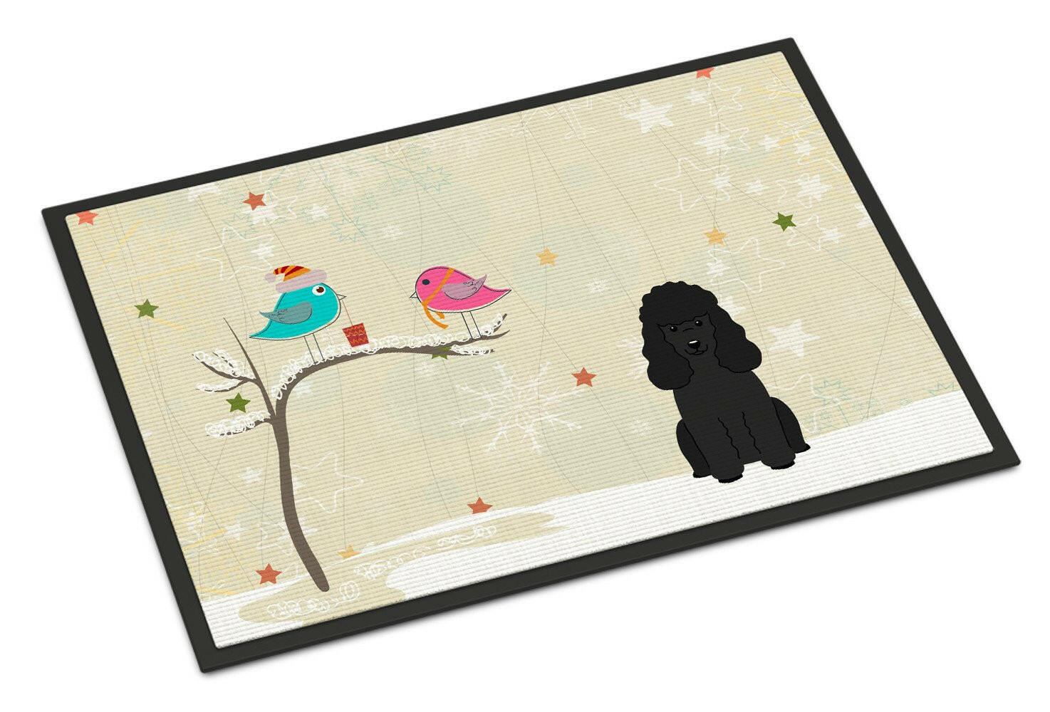 Christmas Presents between Friends Poodle Black Indoor or Outdoor Mat 18x27 BB2543MAT - the-store.com