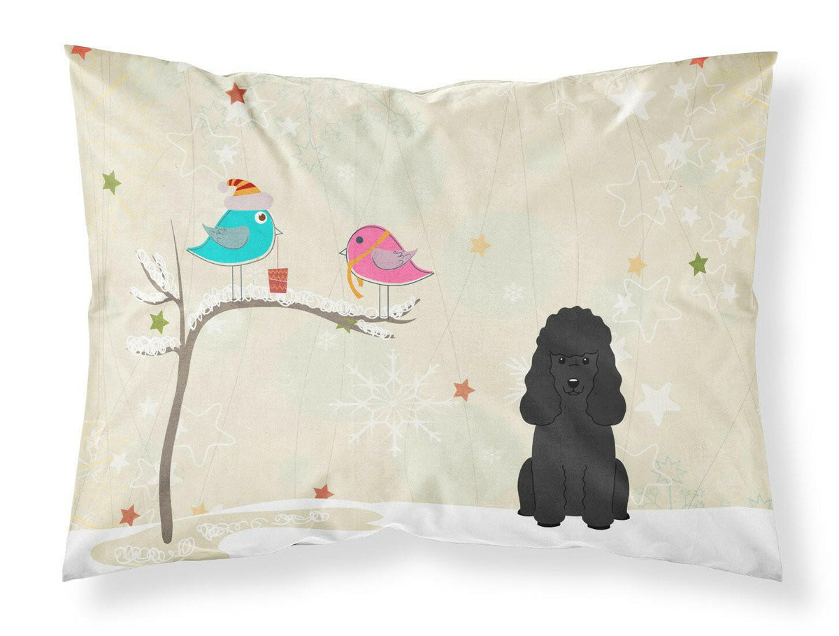 Christmas Presents between Friends Poodle Black Fabric Standard Pillowcase BB2543PILLOWCASE by Caroline&#39;s Treasures