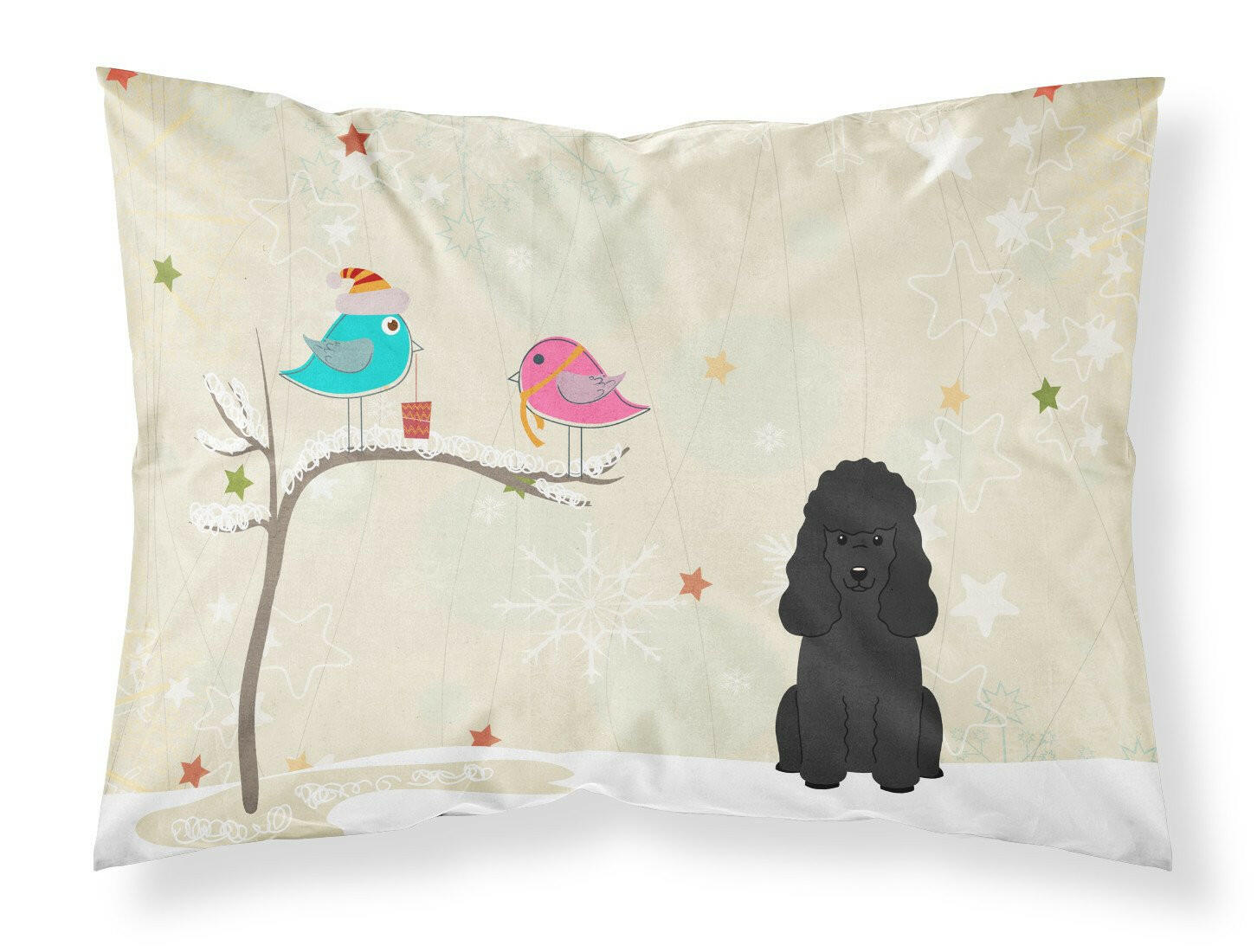 Christmas Presents between Friends Poodle Black Fabric Standard Pillowcase BB2543PILLOWCASE by Caroline's Treasures
