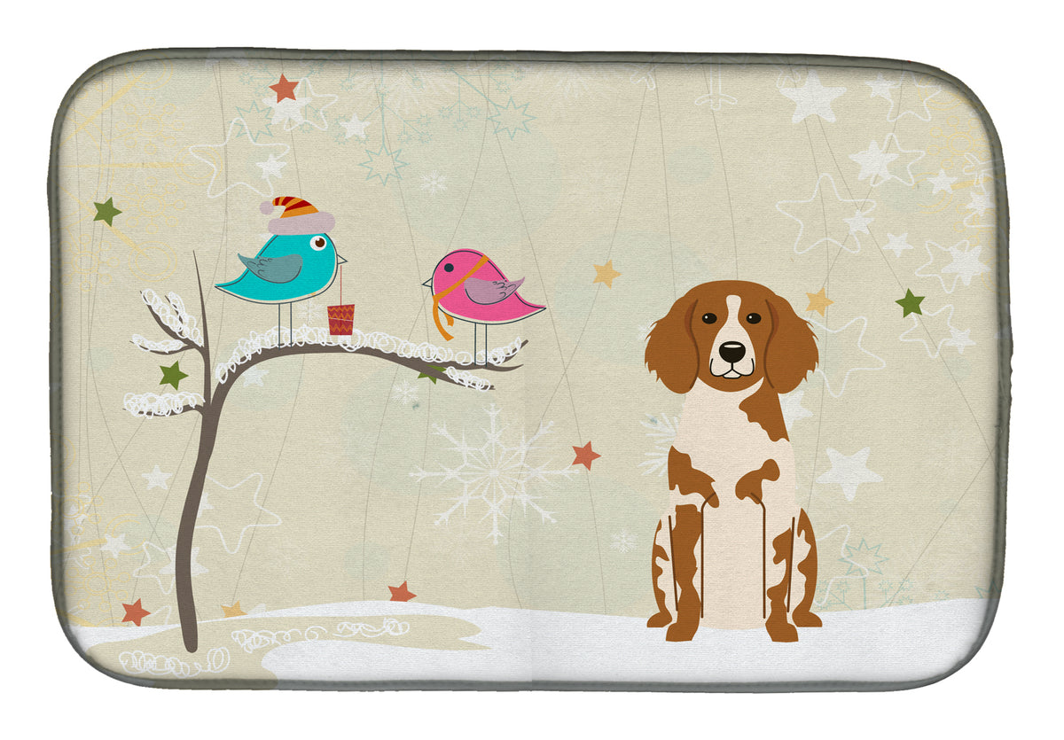 Christmas Presents between Friends Brittany Spaniel Dish Drying Mat BB2544DDM