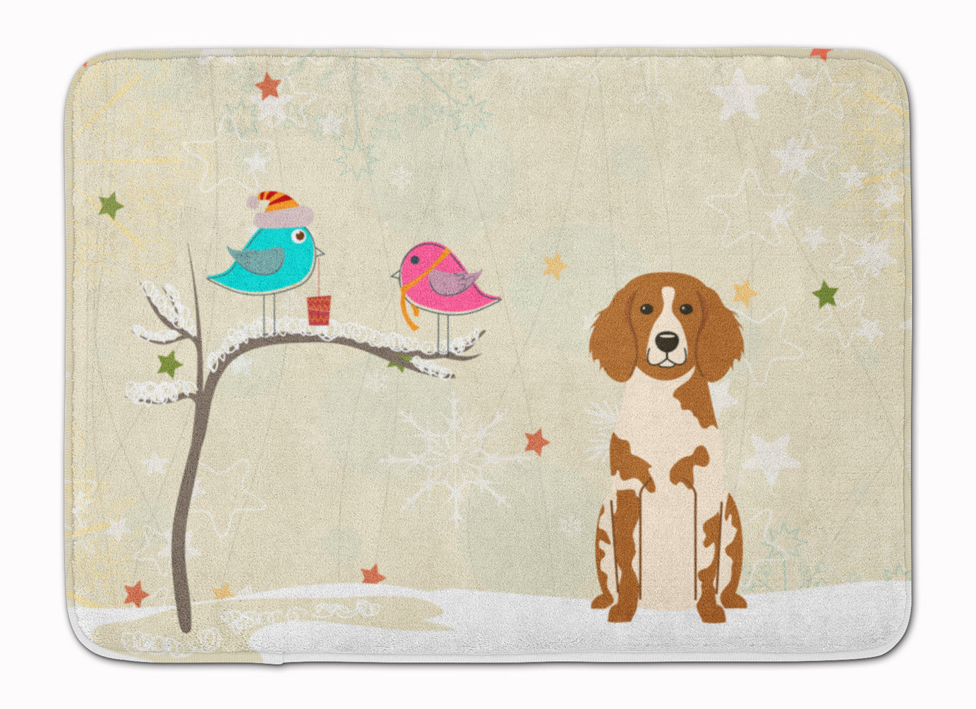 Christmas Presents between Friends Brittany Spaniel Machine Washable Memory Foam Mat BB2544RUG - the-store.com